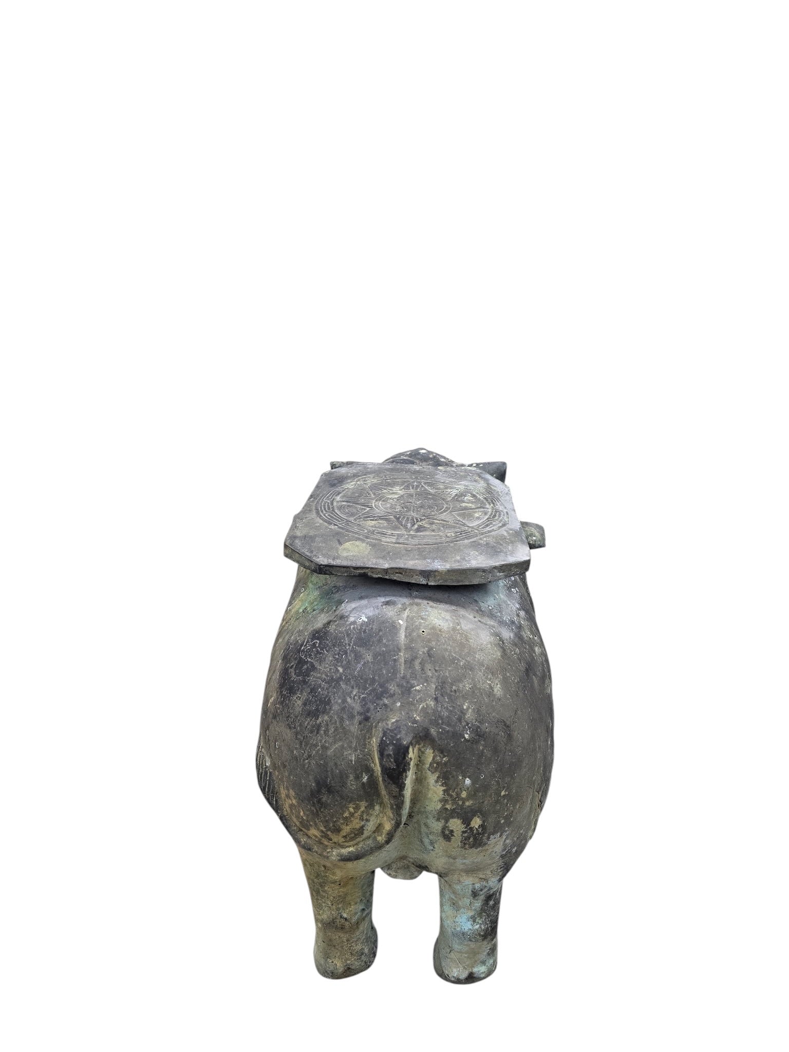 New - Antique Balinese Hammered Bronze Saddled Nandi Bull Table