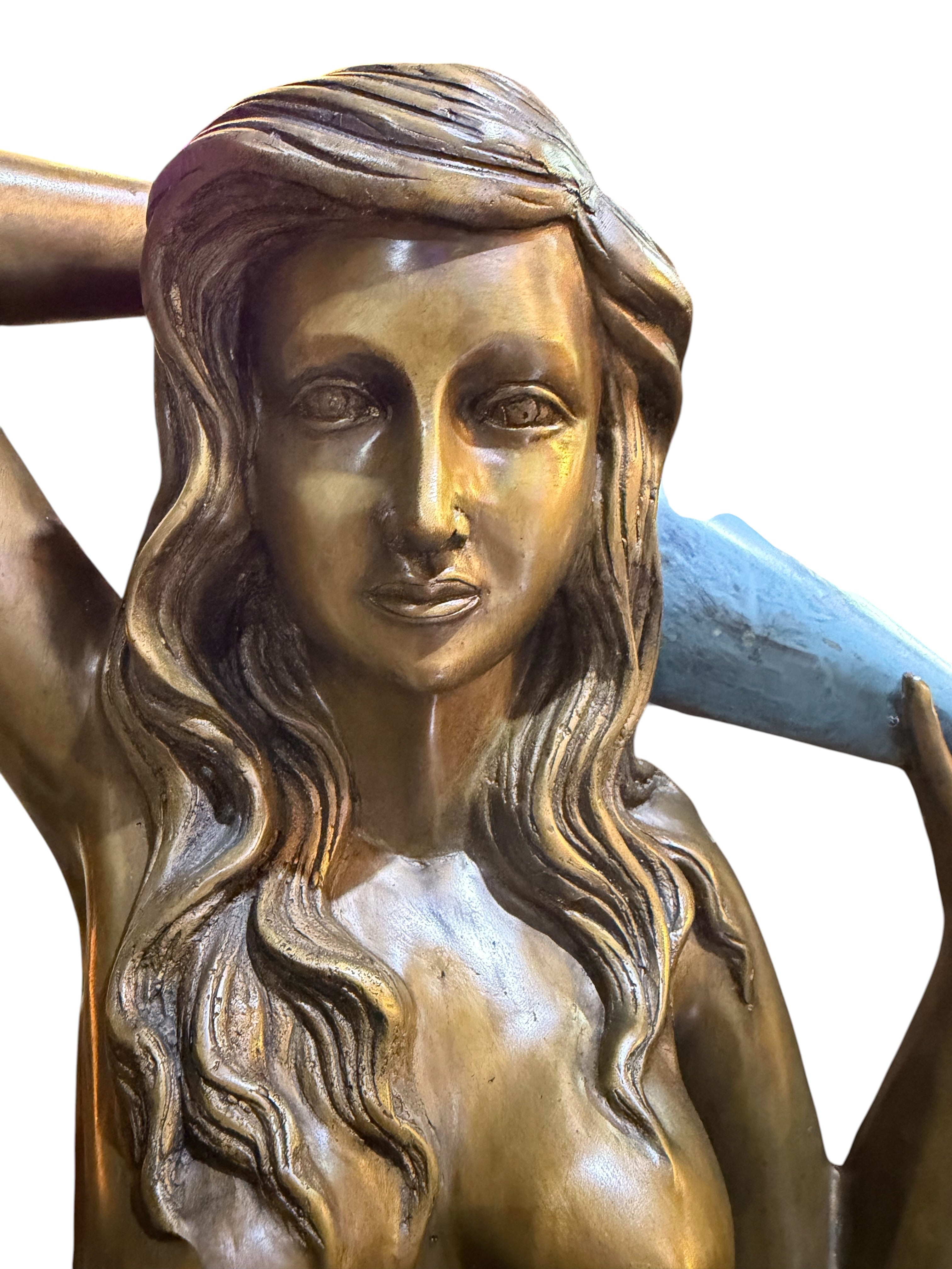 Bronze Mermaid Fountain Sculpture with Conch Shell