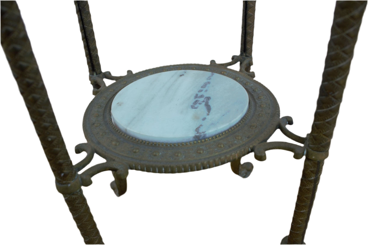 Antique French Victorian Three Tier Brass/Oxyn Pedestal Stand