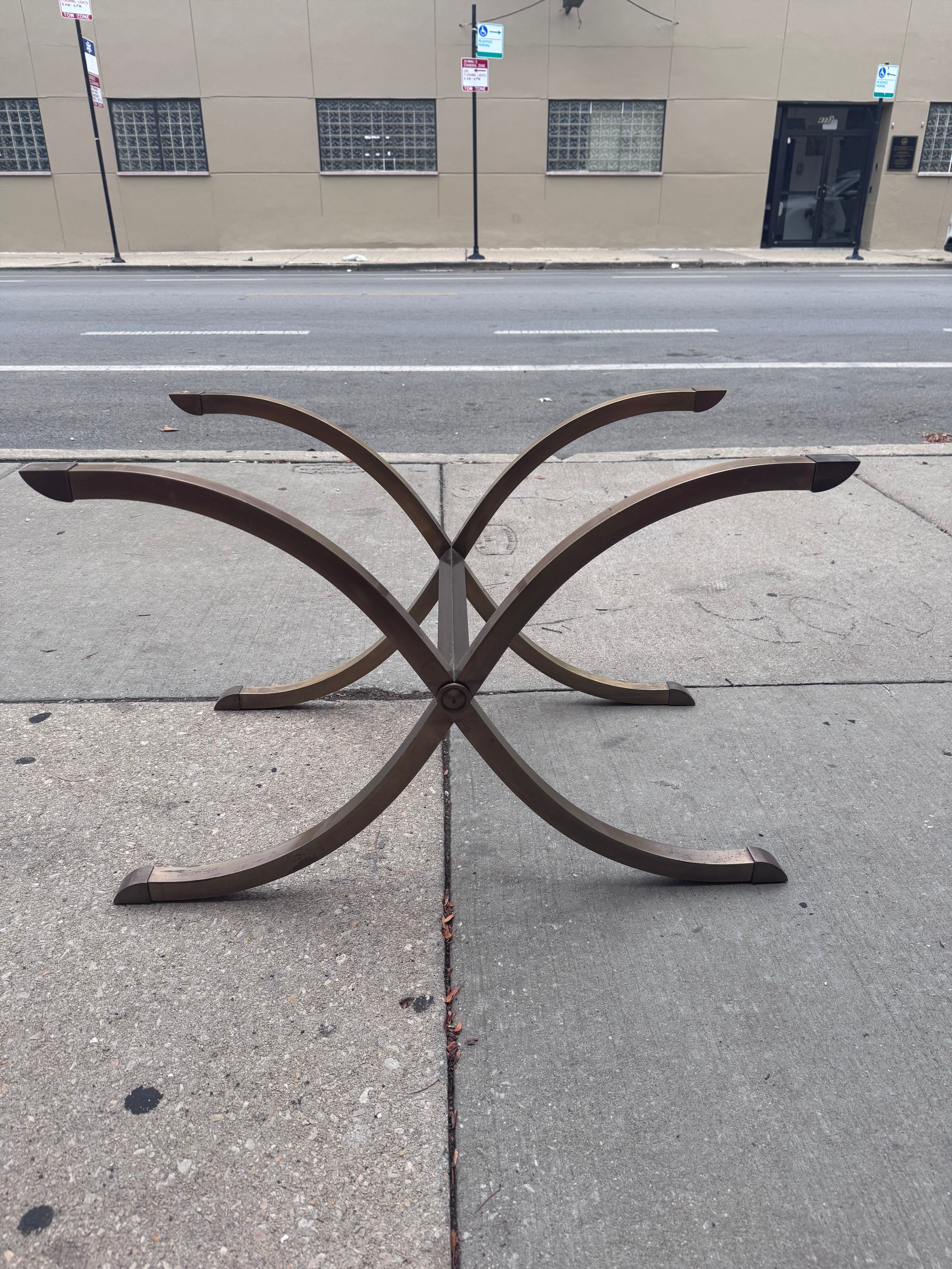 New - Hollywood Regency LaBarge Brass Tray Top Oval Coffee Table