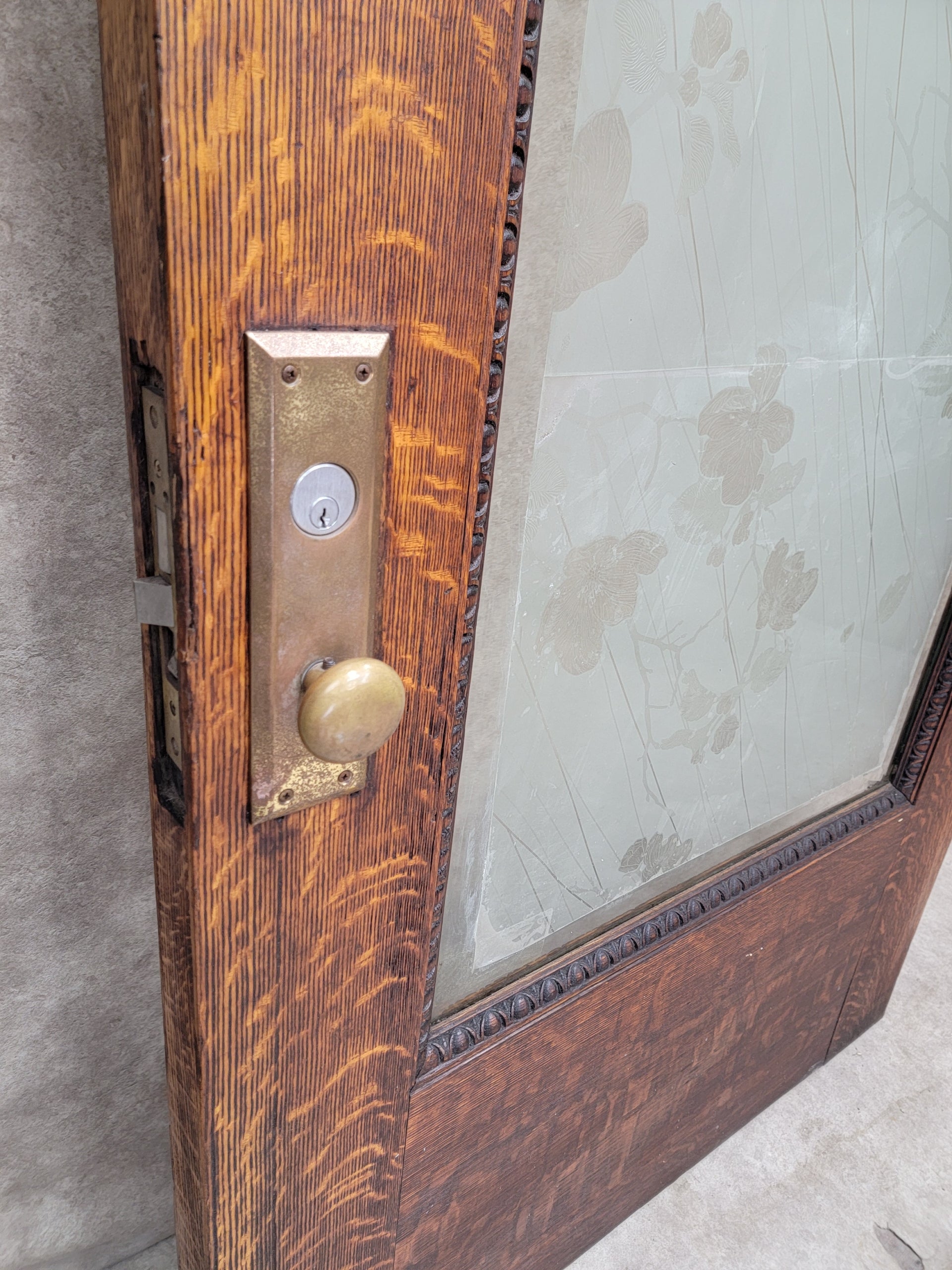 HOLD - Antique Monumental Salvaged Carved Entrance Door