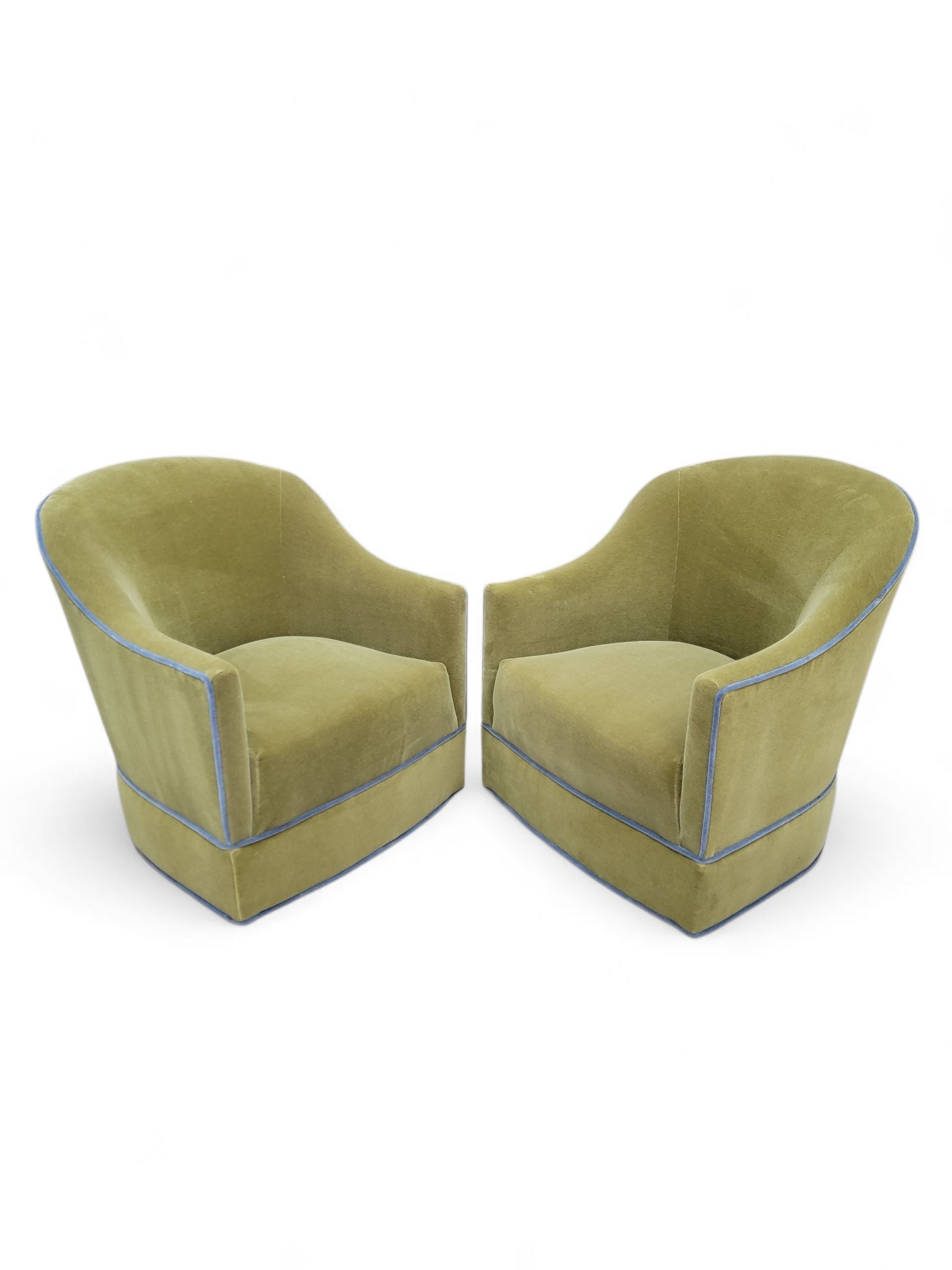 Mid Century Modern Harvey Probber Style Barrel Back Swivel Club Chairs Newly Reupholstered - Set of 4