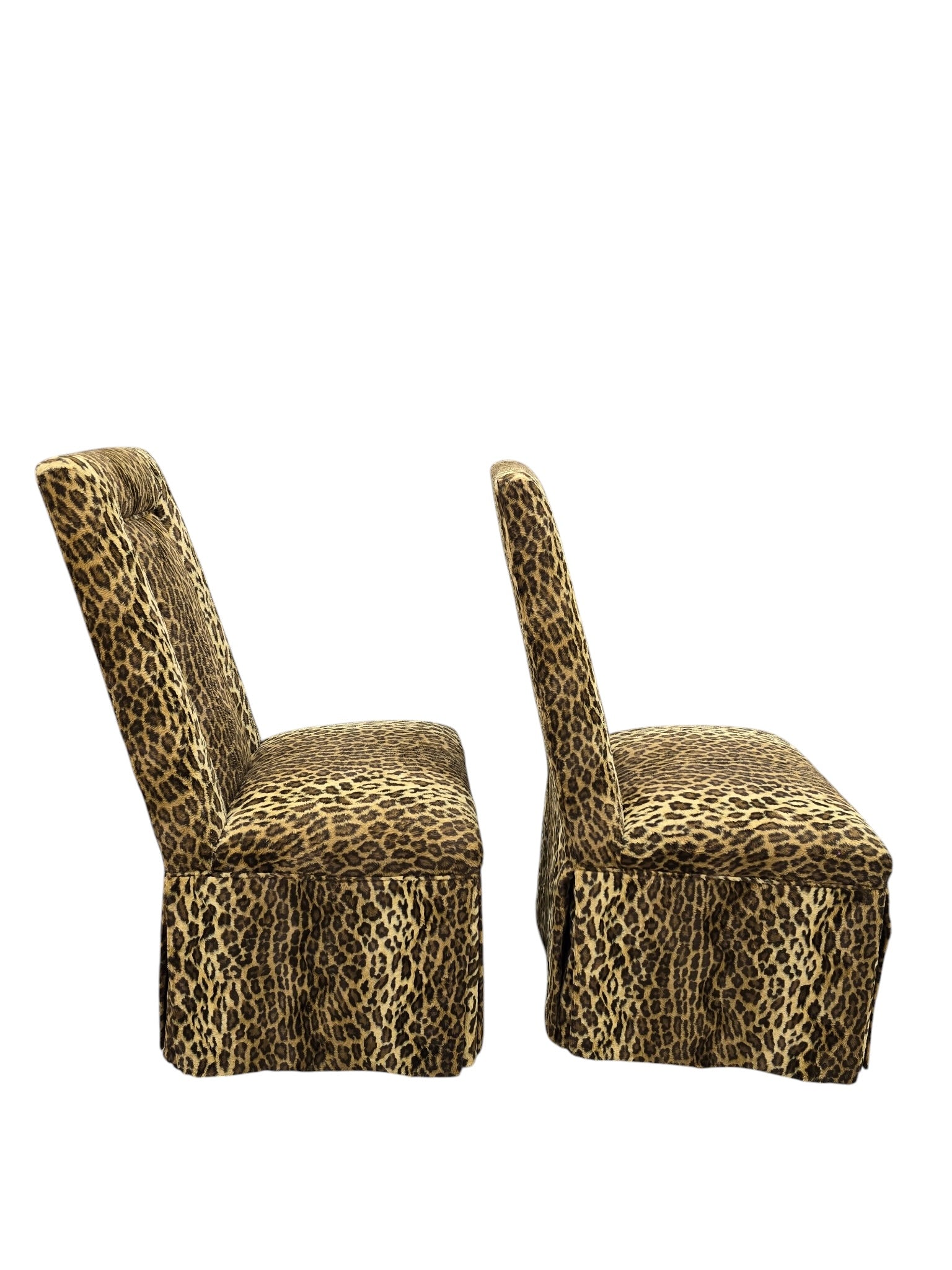 Vintage Henredon Style High-Back Skirted Side Chairs – Pair