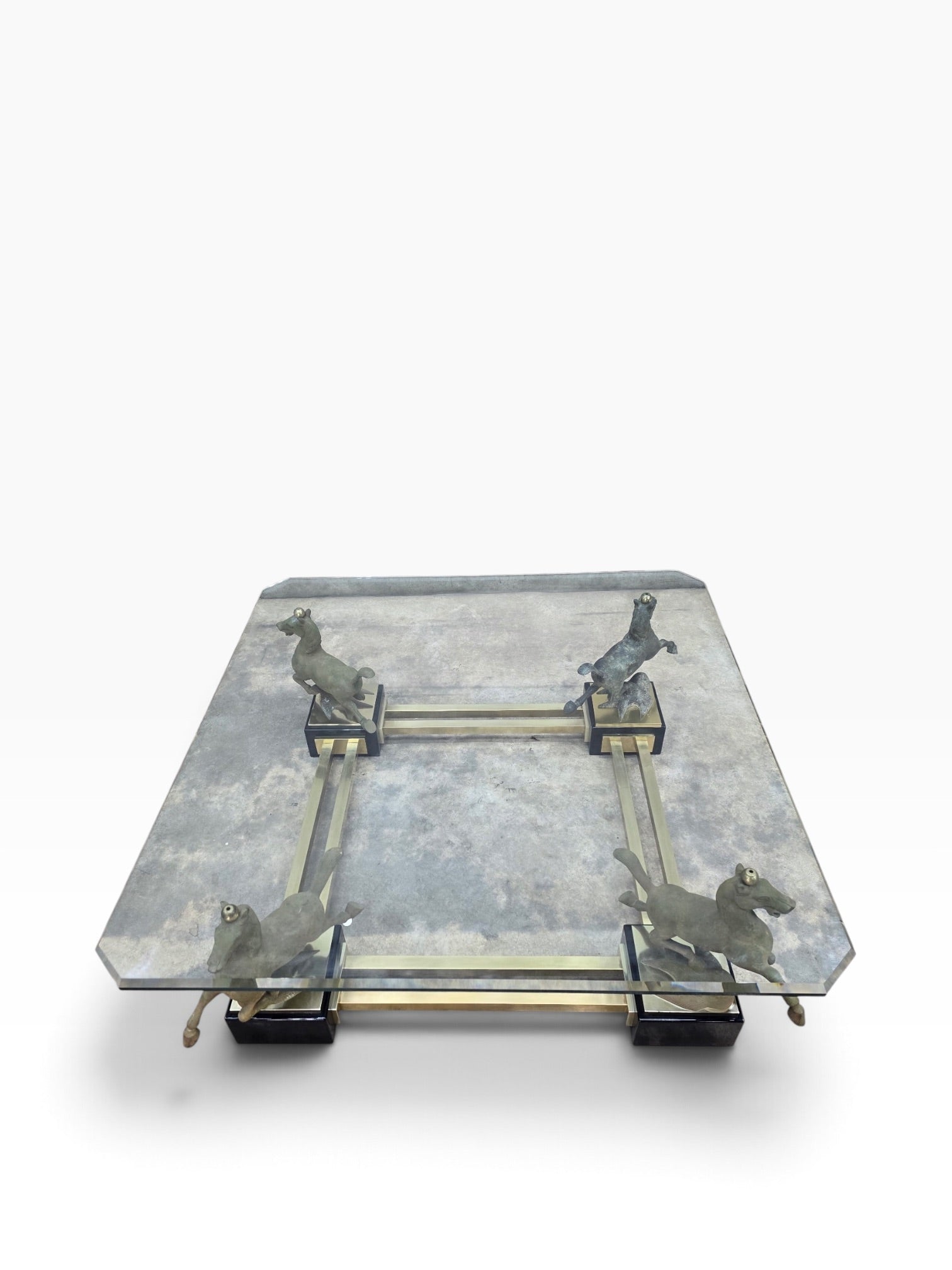 Maison Charles–Style Flying Horse of Gansu Glass-Top Cocktail Table
