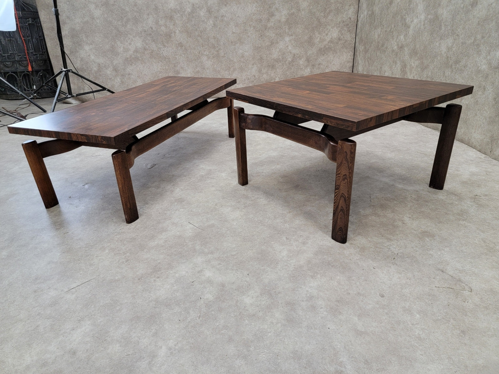 Mid Century Modern Jens Risom Style Floating Formula Side Table with Coffee Table - Set of 2