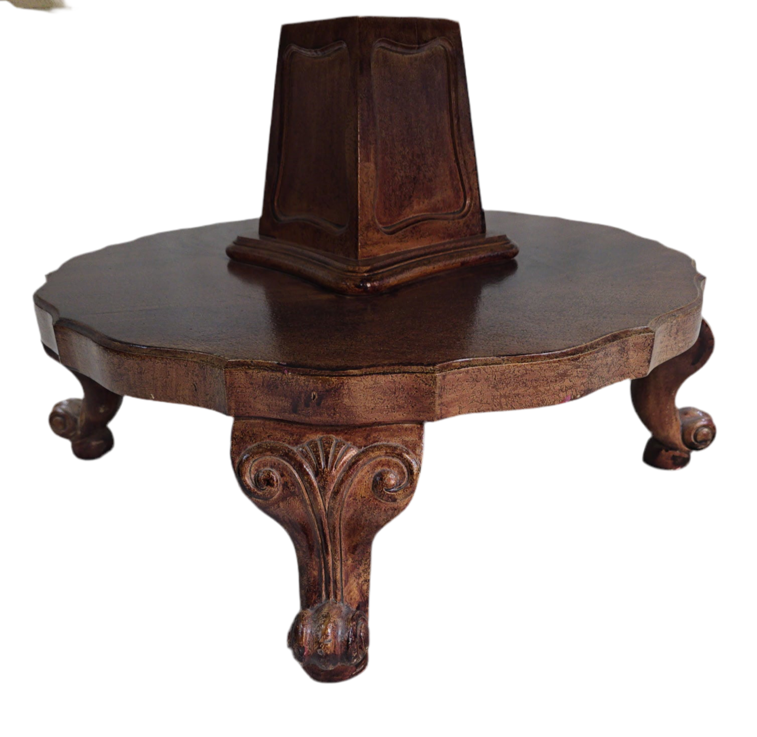 Antique French Victorian Rotating Pink Marble Top Drum Table