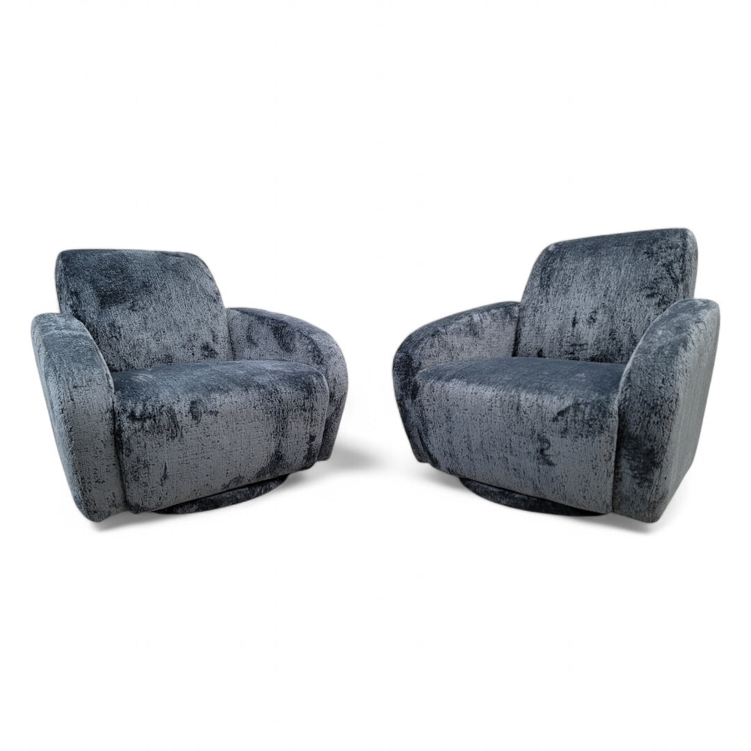 Postmodern Vladimir Kagan for Preview Swivel Lounge Chairs Newly Upholstered in Italian Boucle - Pair