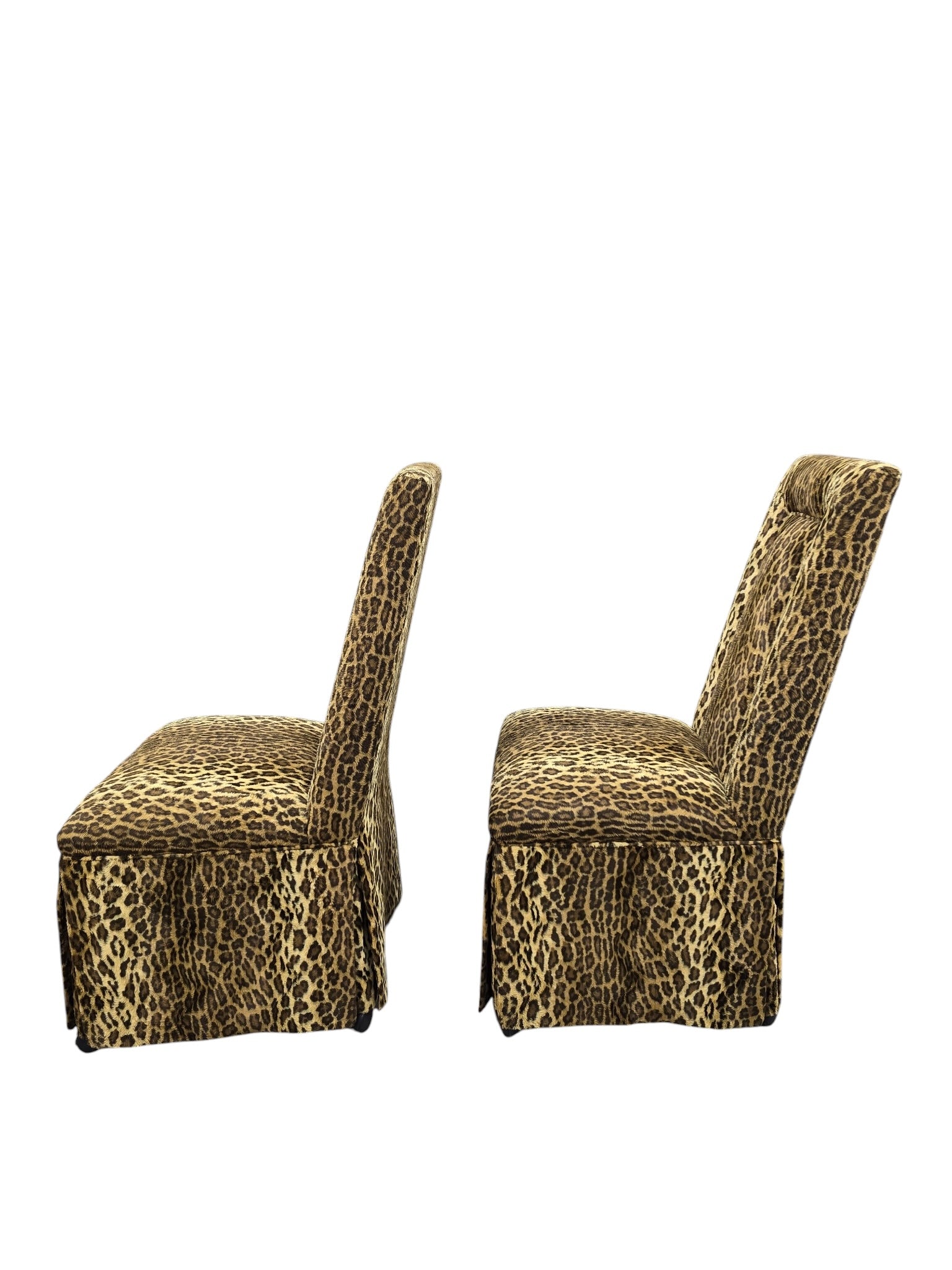 Vintage Henredon Style High-Back Skirted Side Chairs – Pair