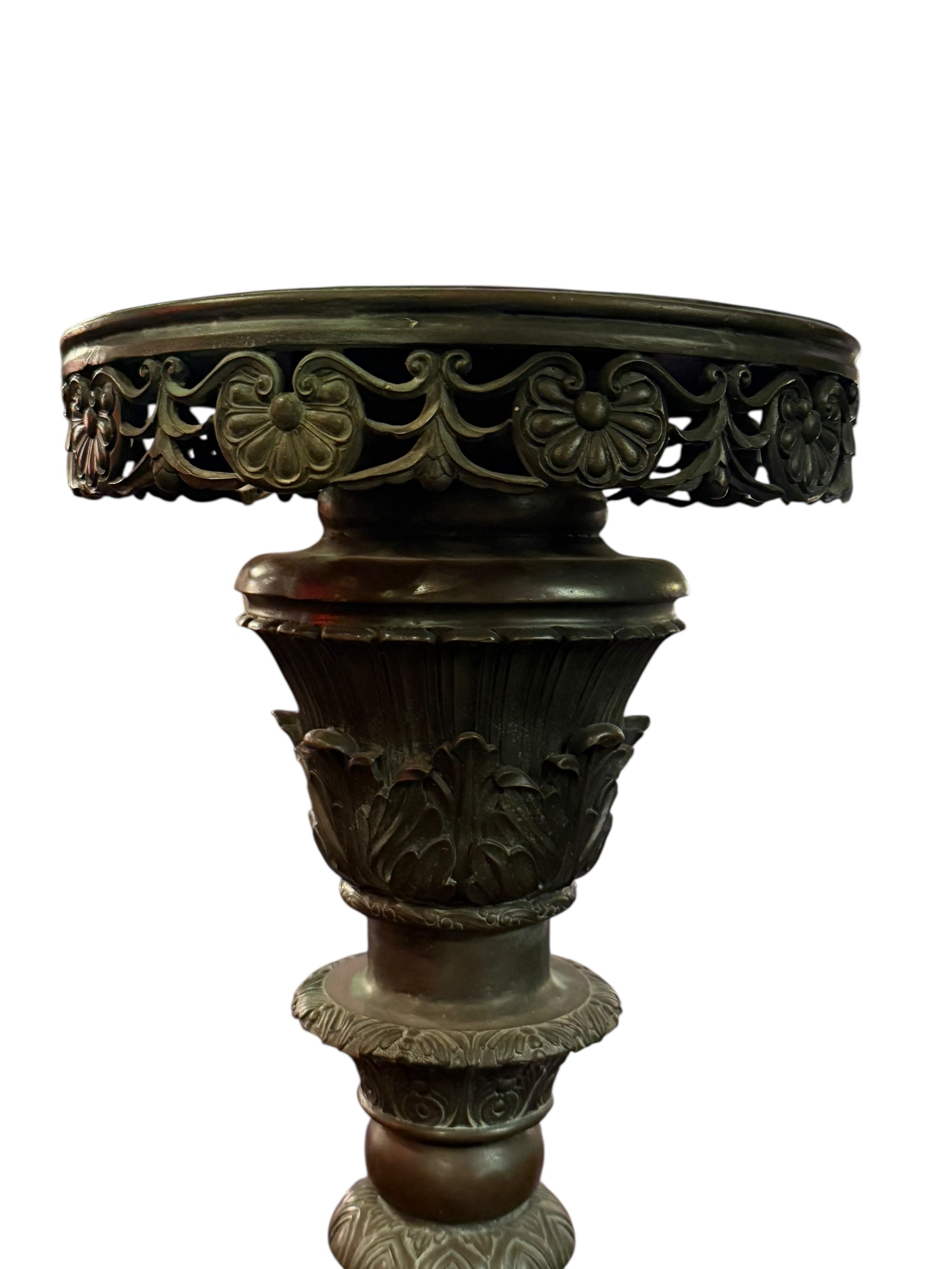 Antique Neoclassical Italian Bronze Torchiere Pedestal