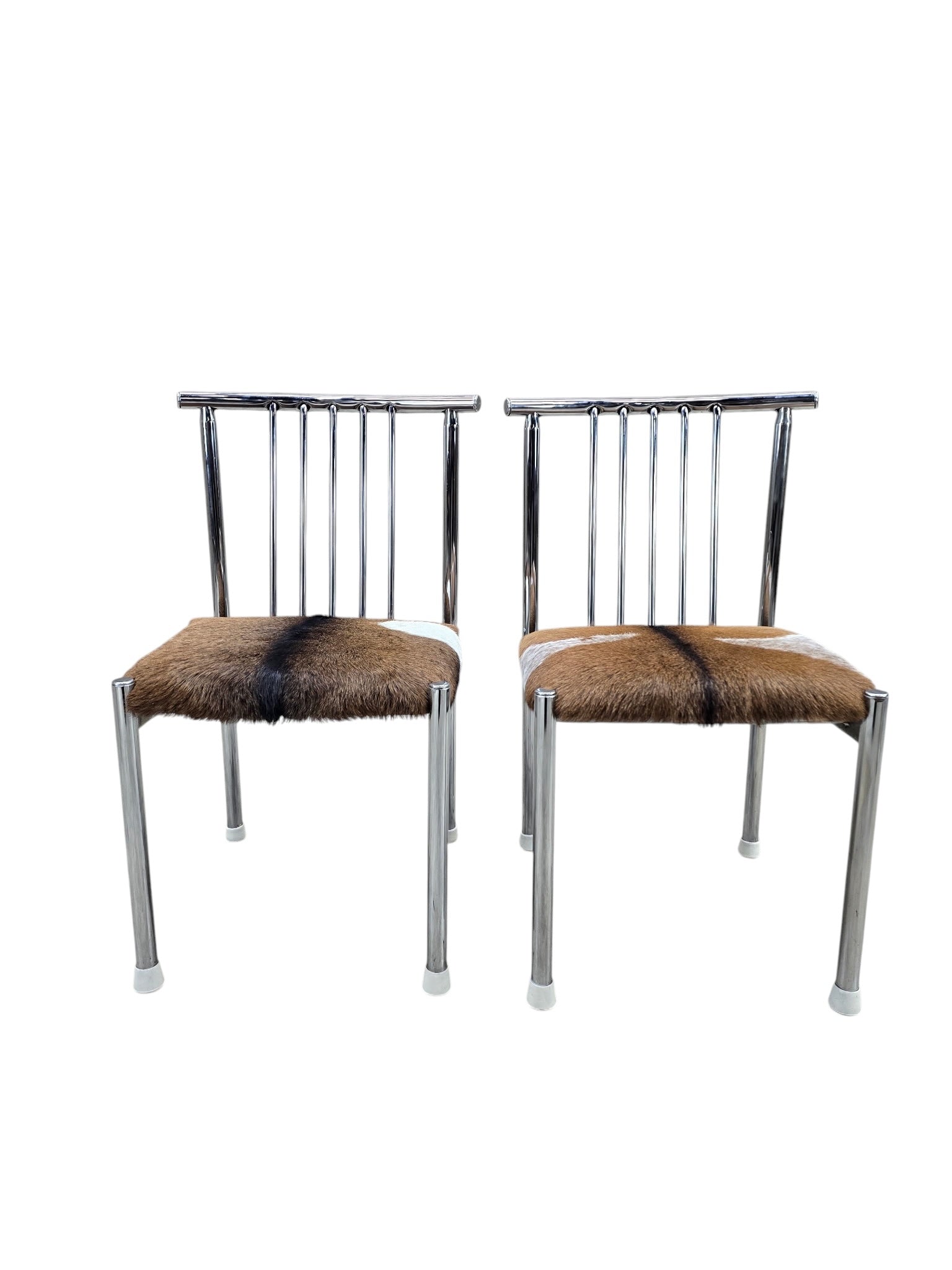 MCM B. Brody Chrome Spindle Back Side Chairs Newly Reupholstered – Pair