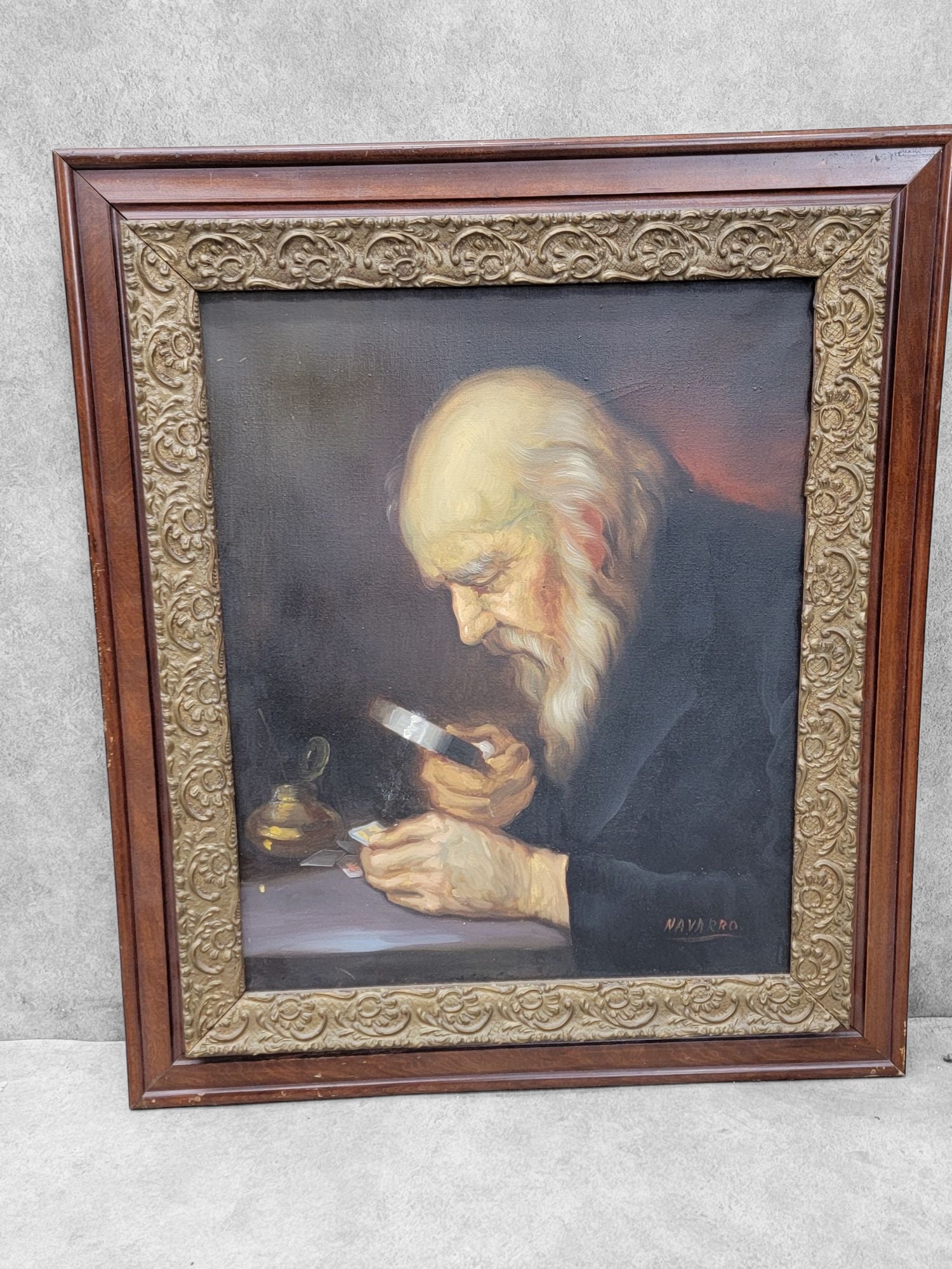 Antique ”The Collector”  Painting Signed by Navarro