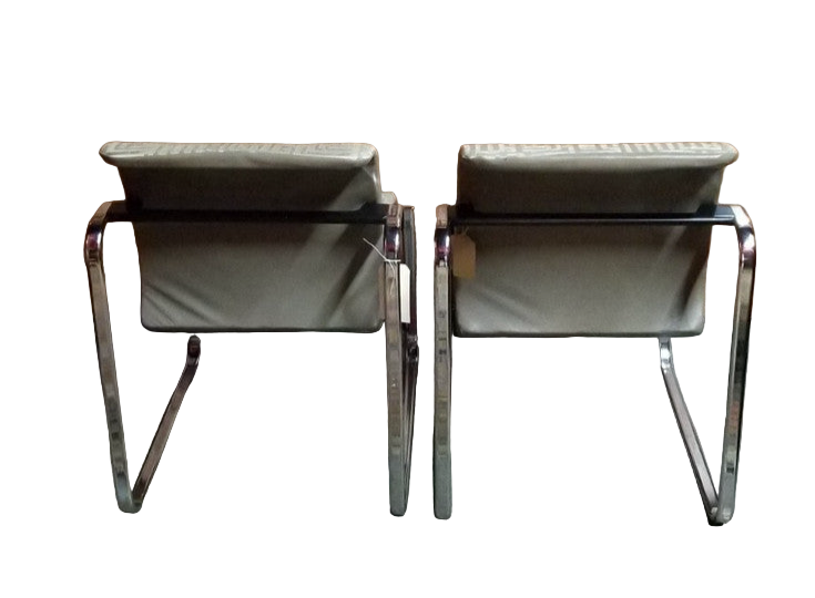 Mid Century Modern Chrome Tubular Chairs by Peter Protzman Newly Upholstered - Pair