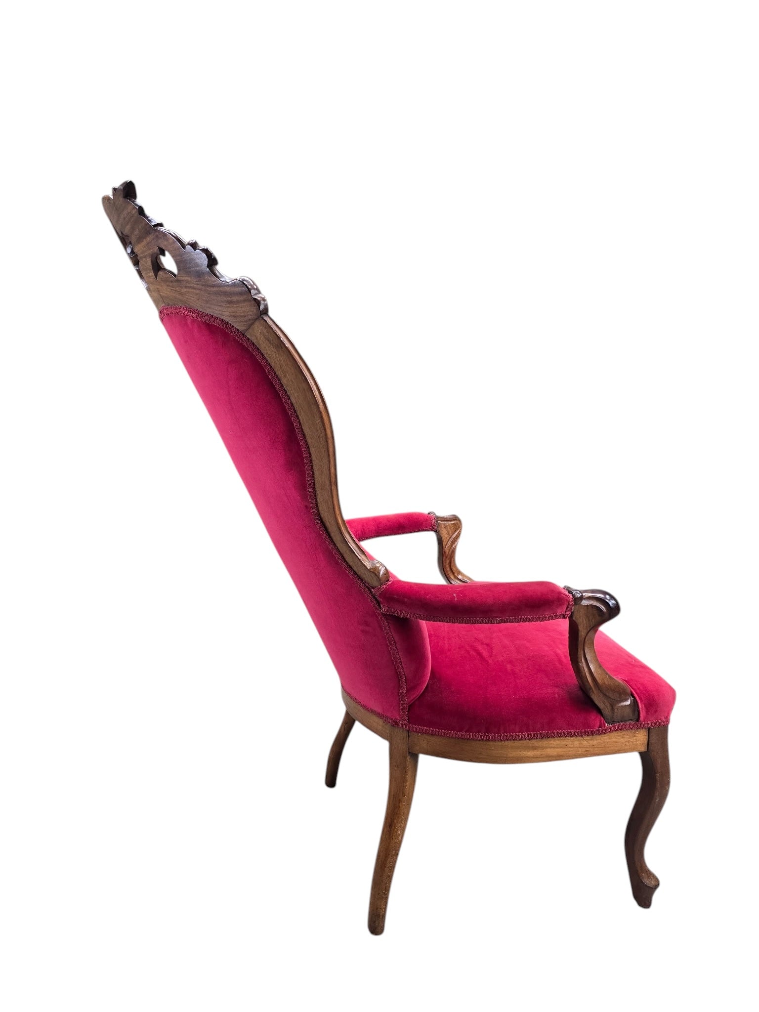 Vintage Victorian Style Tufted Red Velvet Armchair