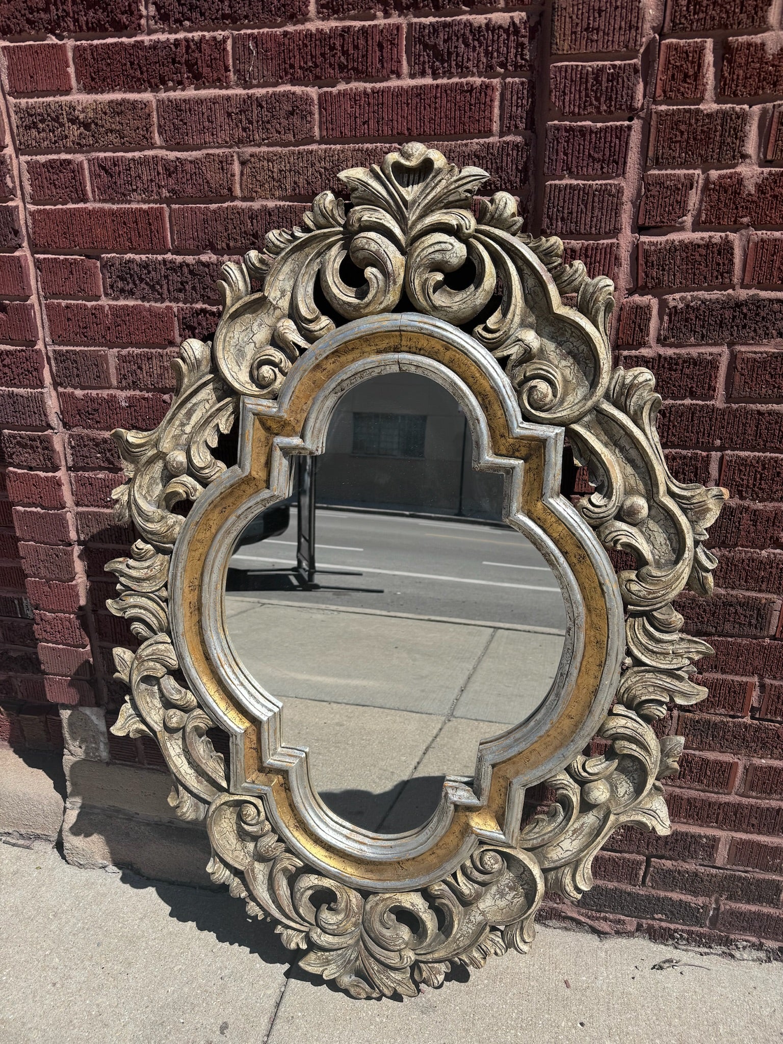 Vintage French Style Ornate Carved Wall Mirror by John Richard