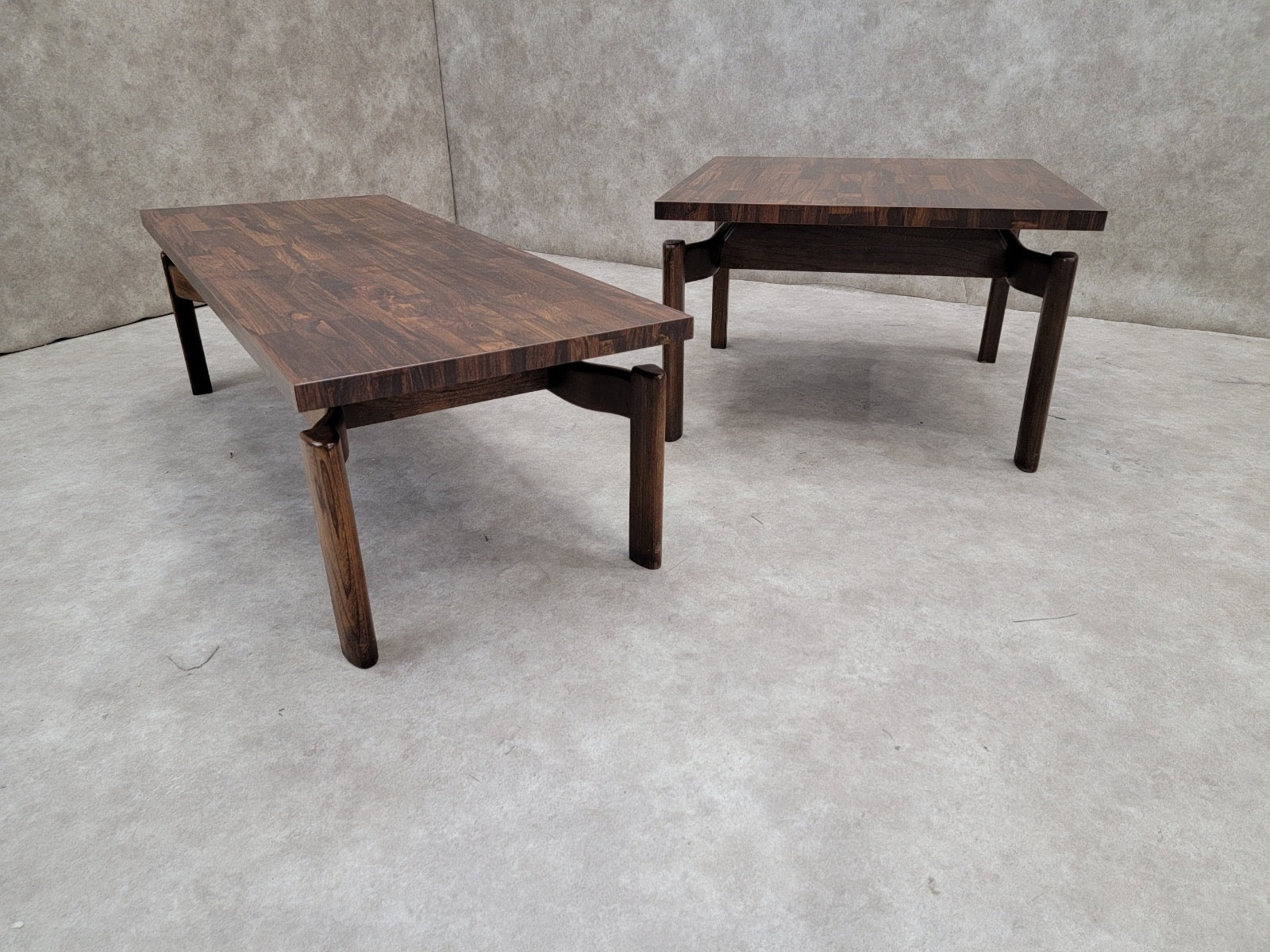 Mid Century Modern Jens Risom Style Floating Formula Side Table with Coffee Table - Set of 2