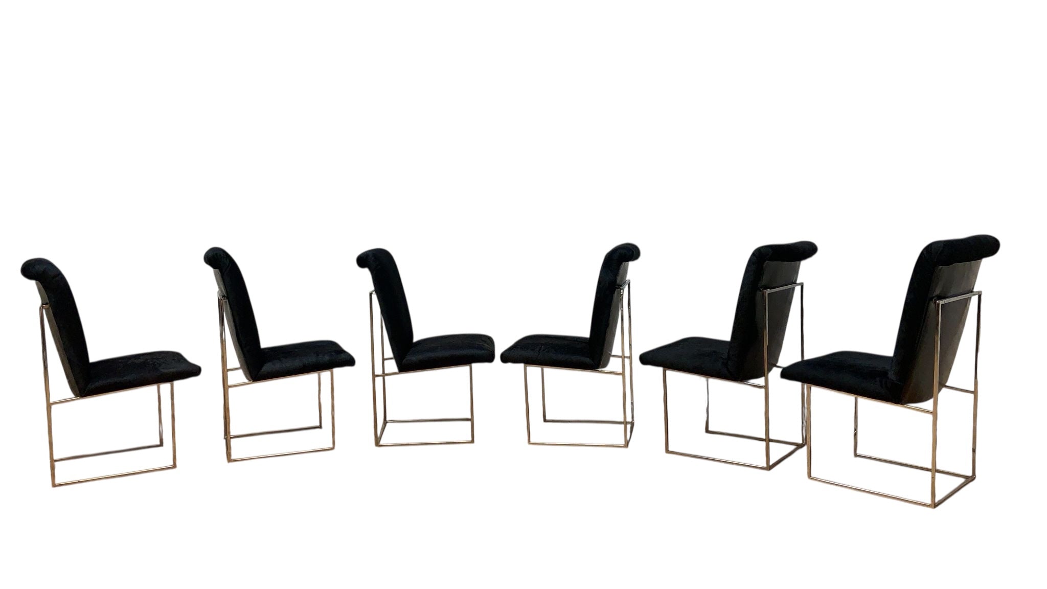 MCM Milo Baughman Chrome High Back Dining Chairs Newly Reupholstered - 6