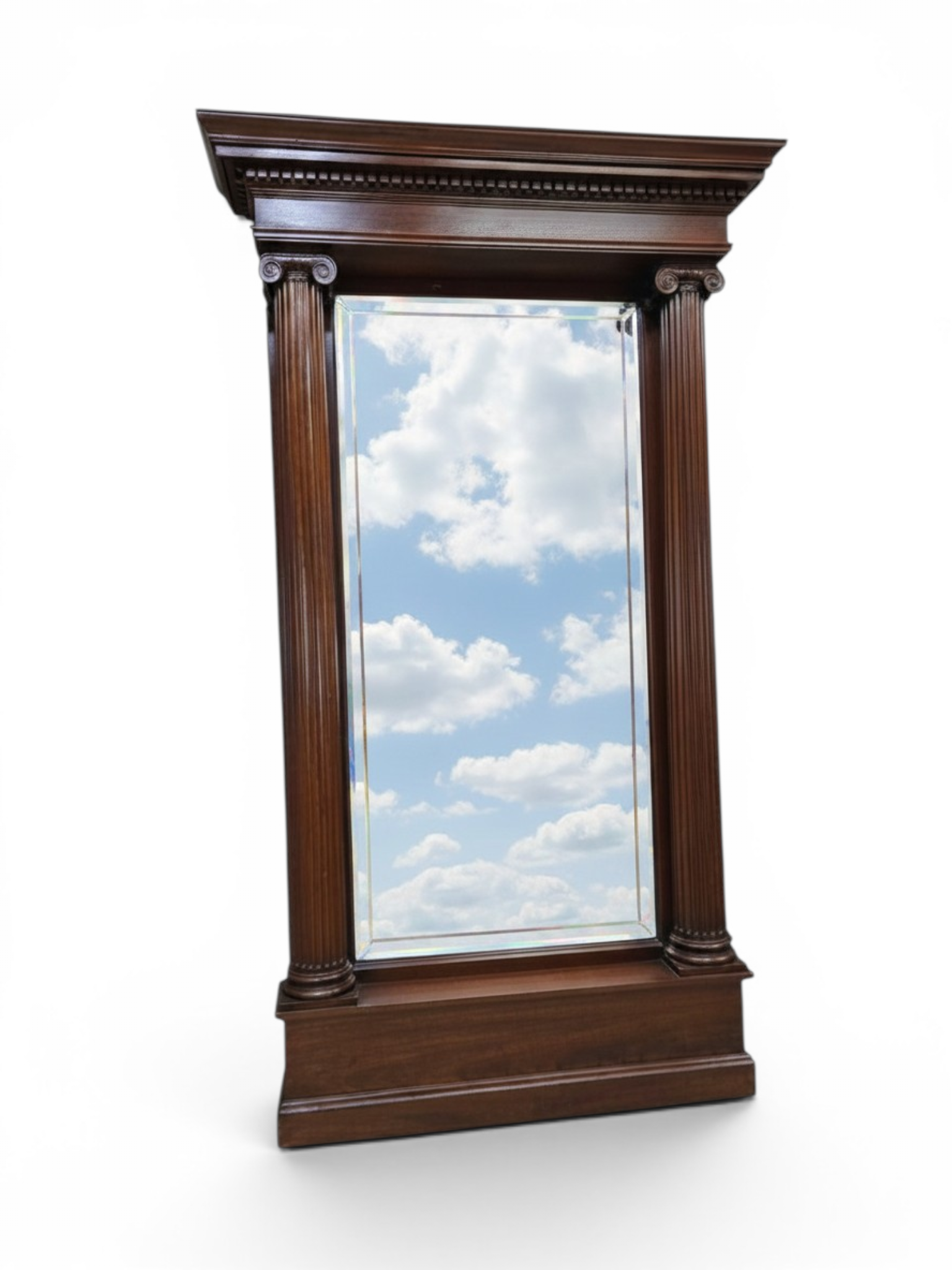 Antique Chicago Architectural Salvage Mahogany Pier / Hall Mirror