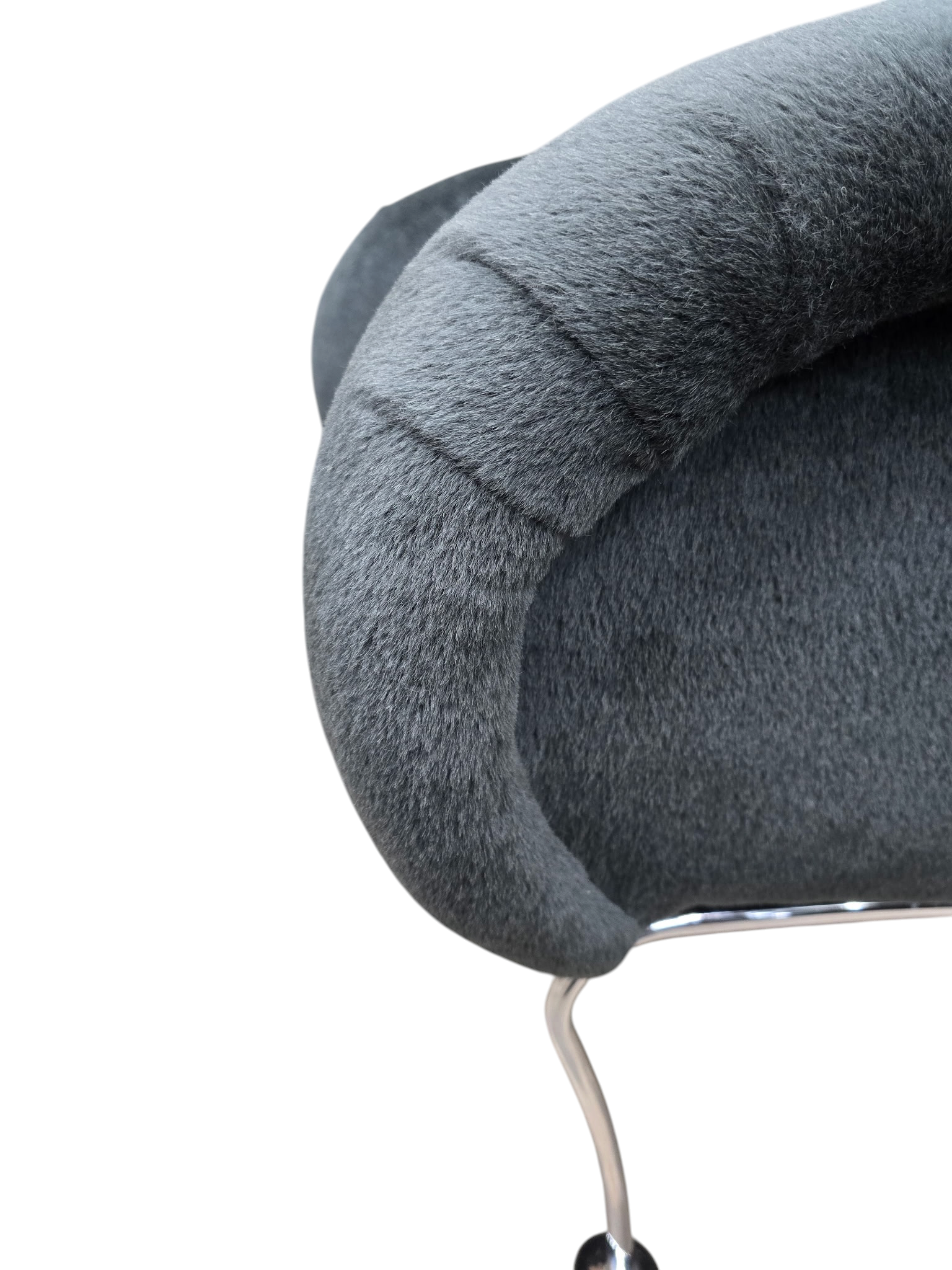 Thayer Coggin Sculptural Pull Up Lounge Chair Newly Reupholstered in Charcoal Alpaca Mohair – Tagged