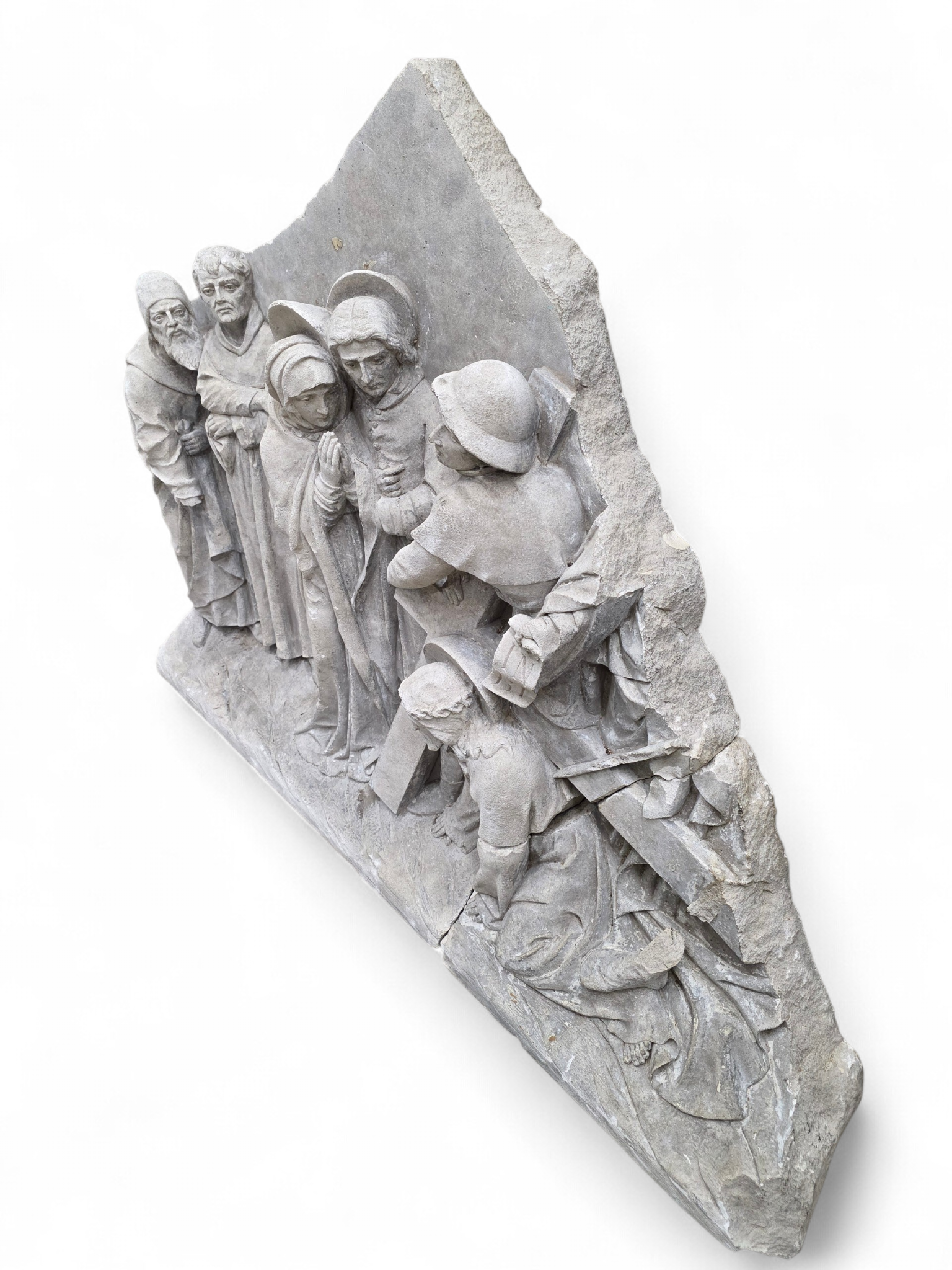 Antique Monumental European "Stations of The Cross" Stone Relief Panels — Pair