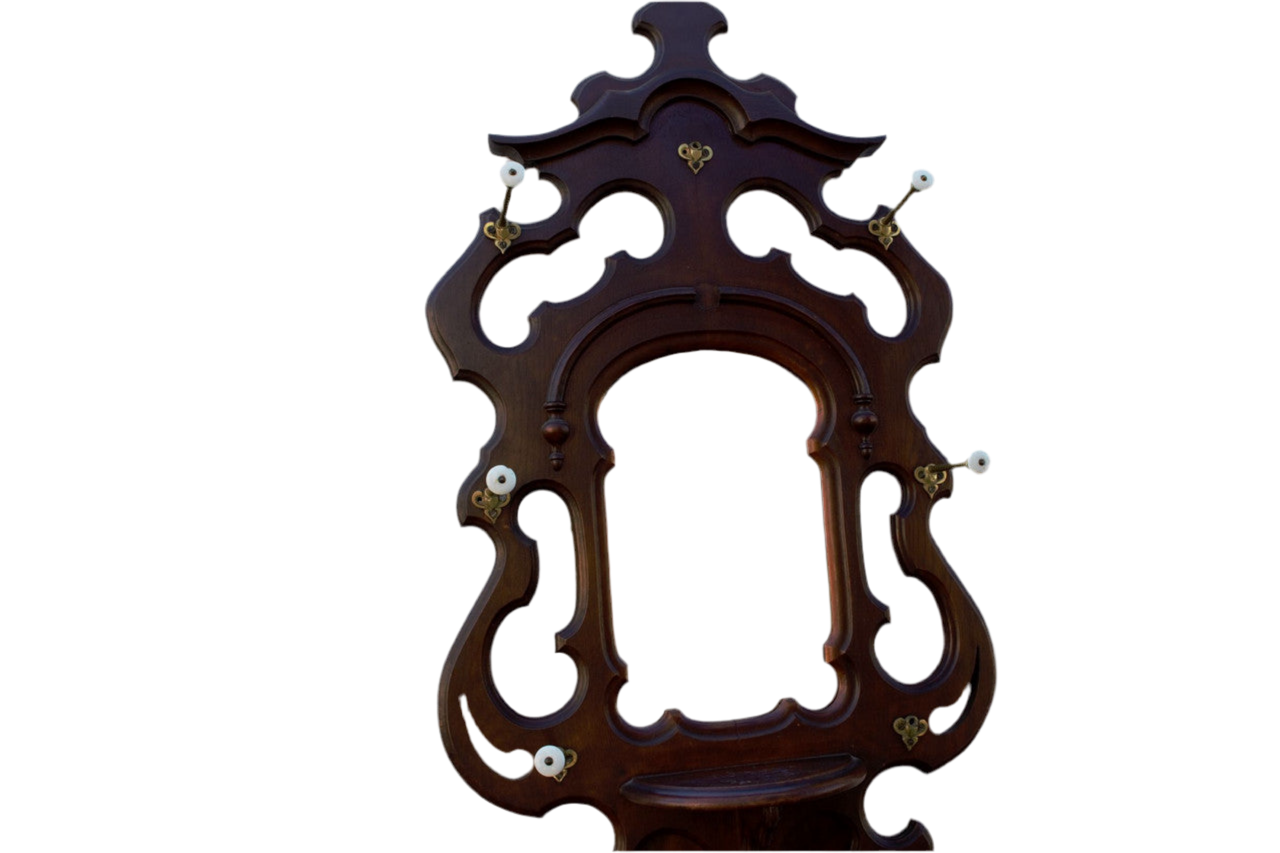 Antique Victorian Hall Tree with Mirror