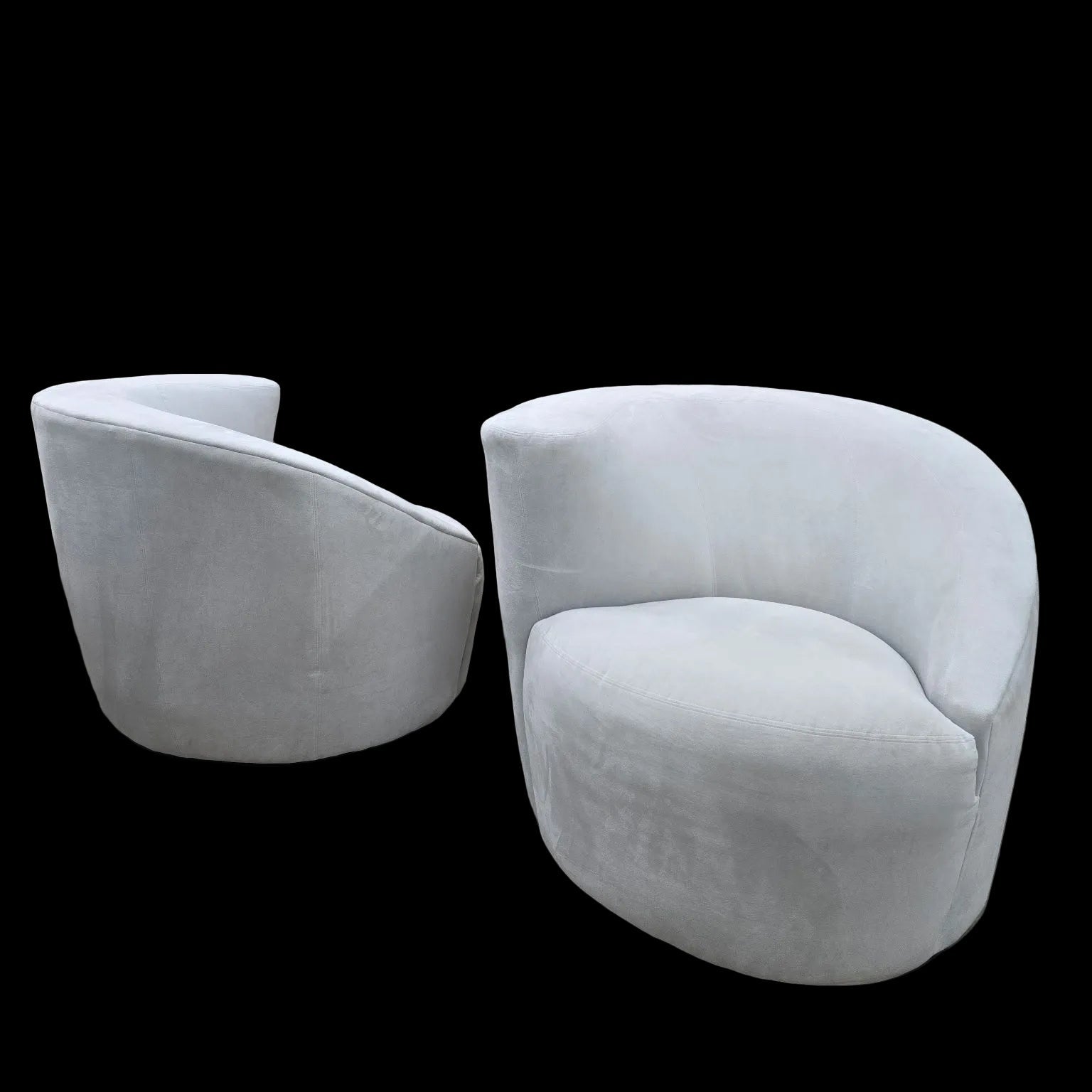 MCM Vladimir Kagan Nautilus Asymmetrical Swivel Lounge Chairs - Pair