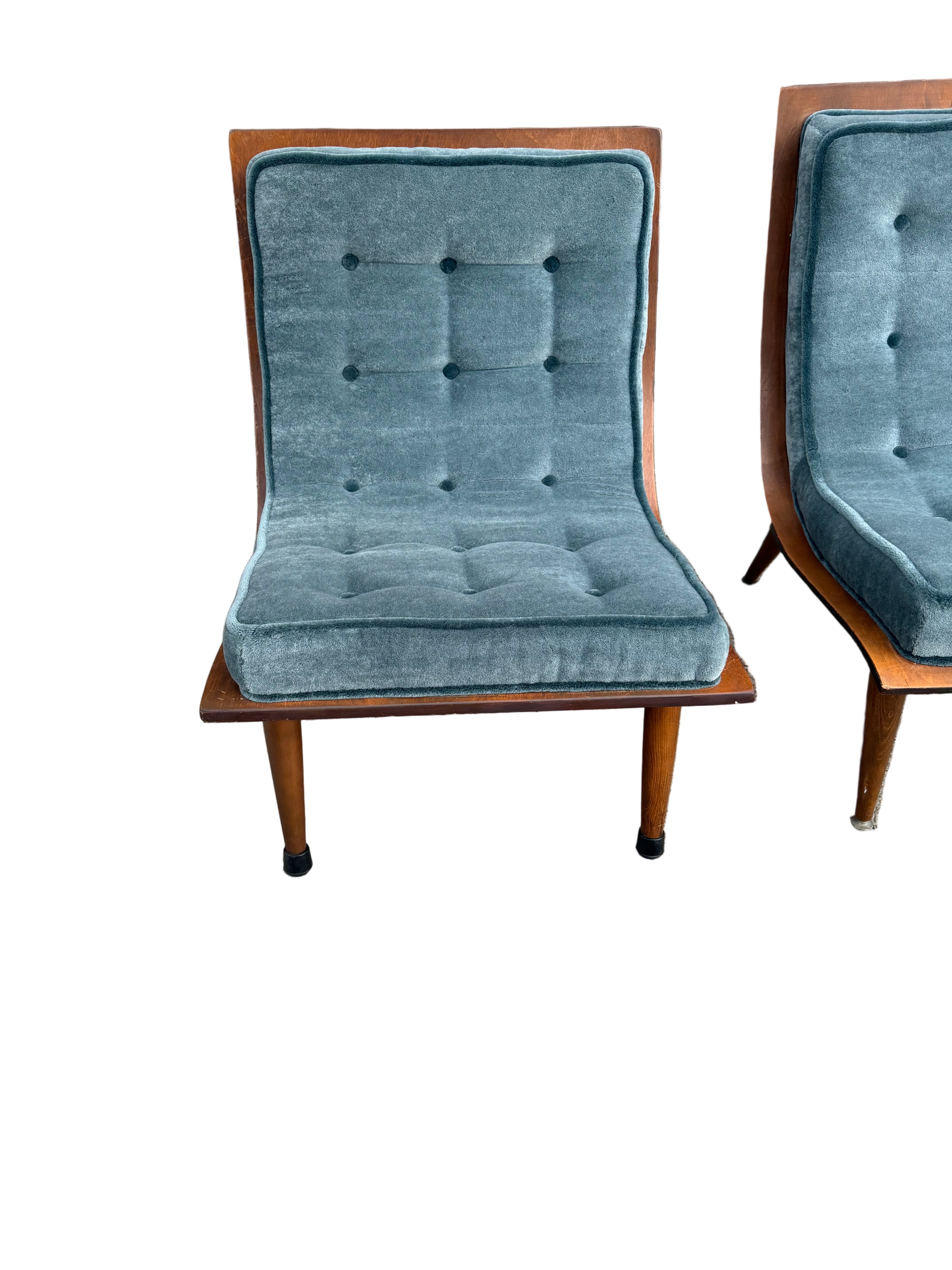 Mid Century Modern Bentwood Scoop Chairs by Carter Brothers Newly Reupholstered Mohair - Set of 2