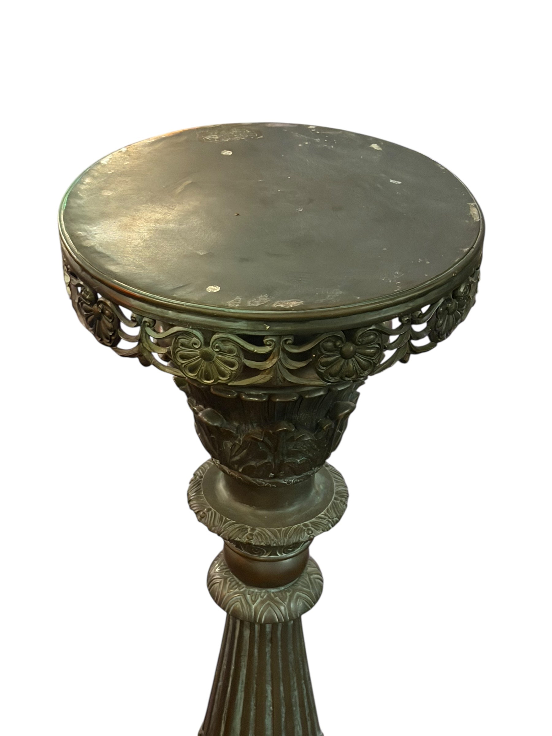 Antique Neoclassical Italian Bronze Torchiere Pedestal