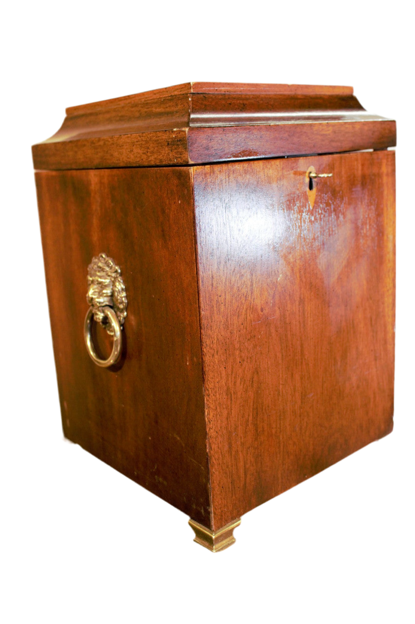 Antique Brandt Furniture Co. Inlaid Mahogany 4 Bottle Decanter Spirit Box
