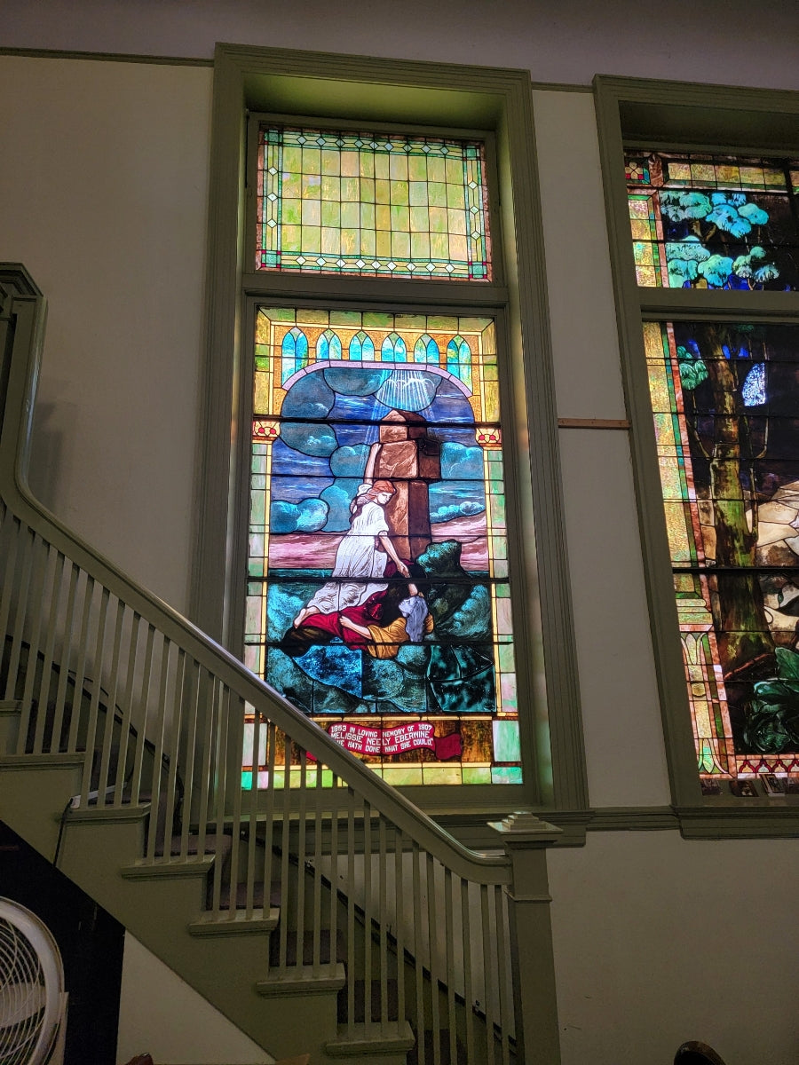 Antique Monumental Tiffany Style Salvaged "Easter" Stained Glass Window