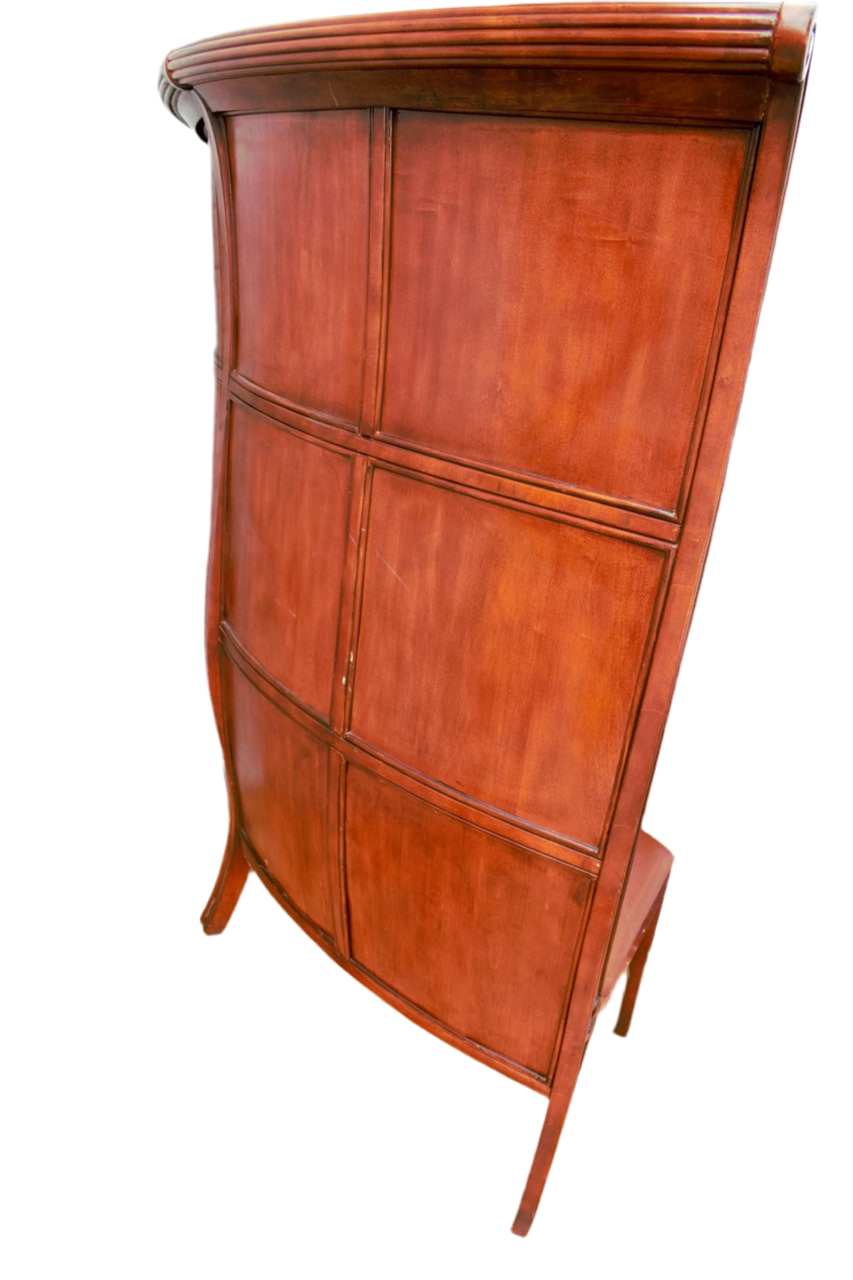Vintage Asian Style Semi Circular Booth in Mahogany and Tufted Leather - Set of 2