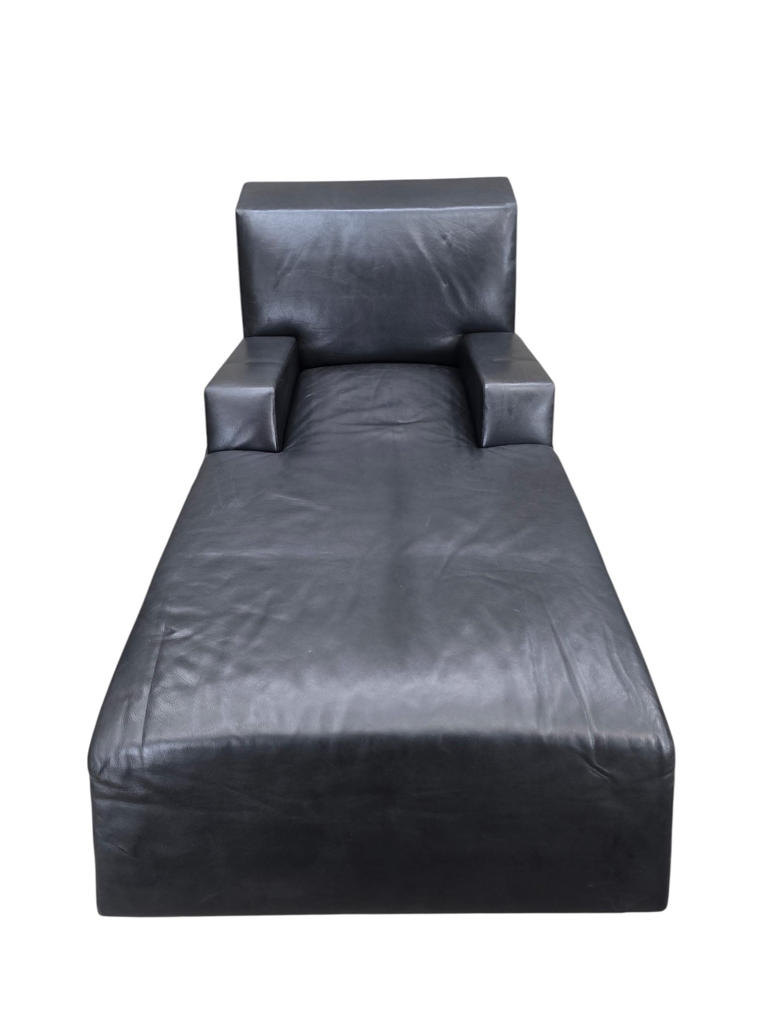 Vintage Modern Black Leather Lounge Chair and Chaise, 2-Piece Set by Catherine Chanicci