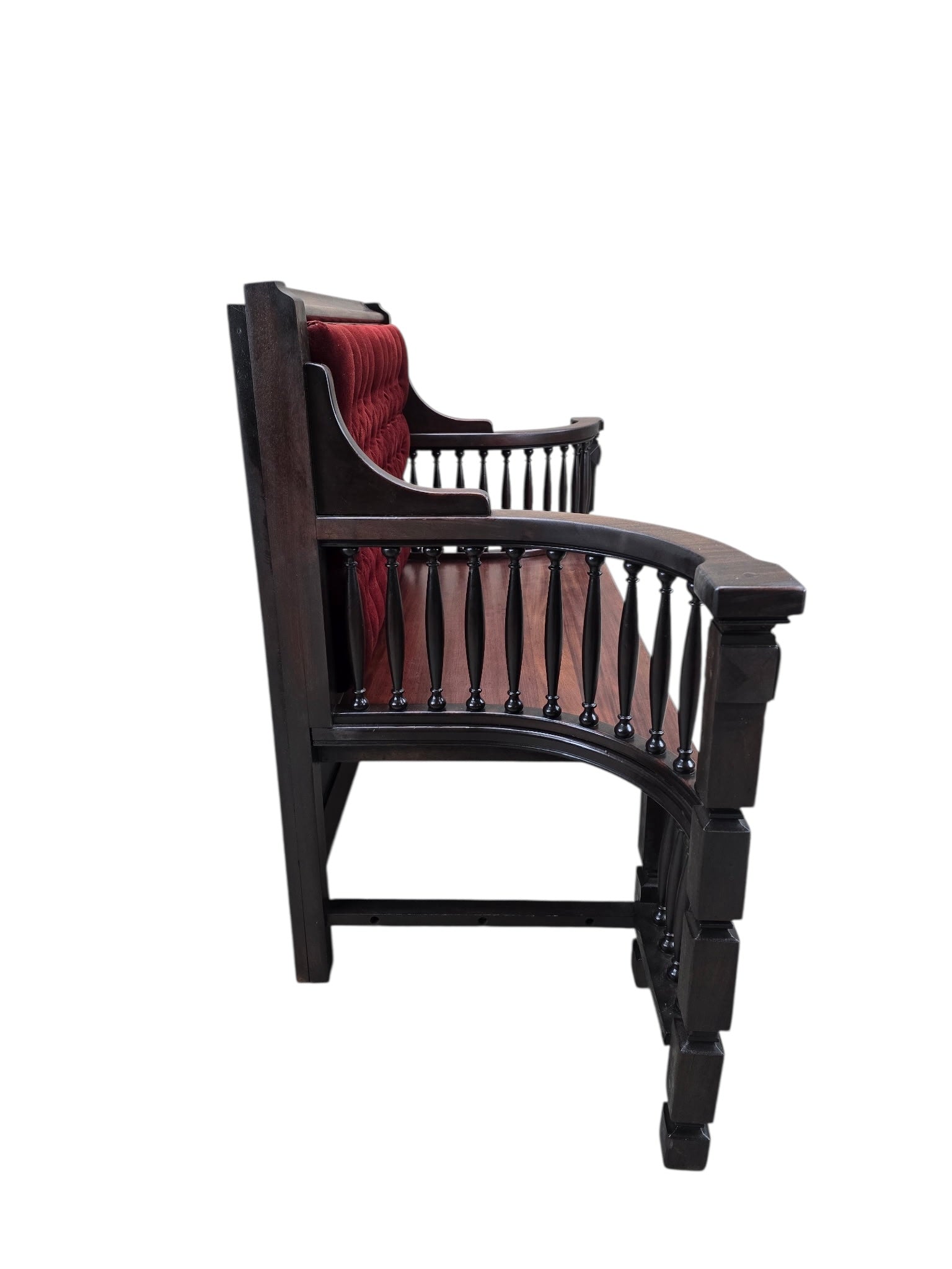 Antique Eastlake Victorian Style Upholstered Back Bench