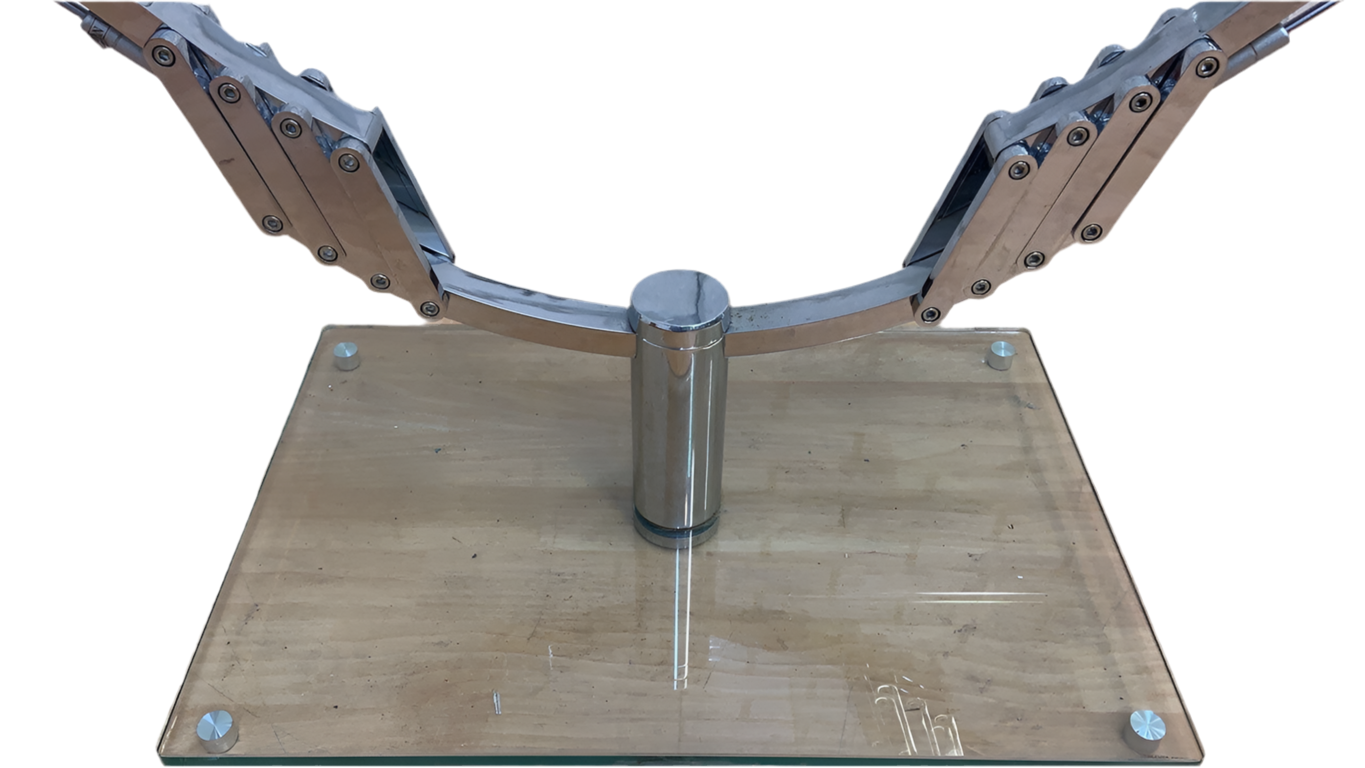 Vintage Italian Mod Glass Top Extending 2 Arm Cocktail Table