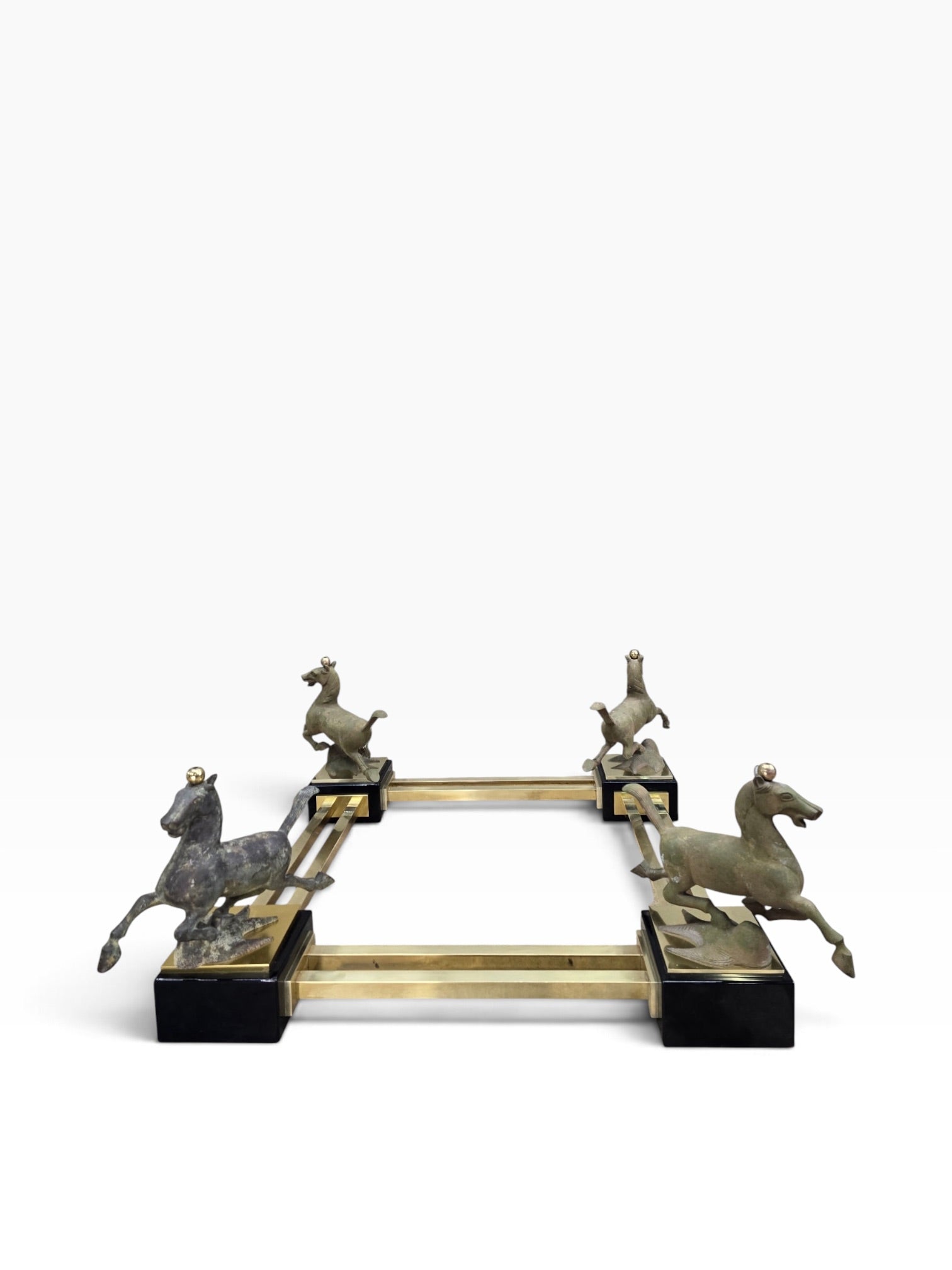 Maison Charles–Style Flying Horse of Gansu Glass-Top Cocktail Table