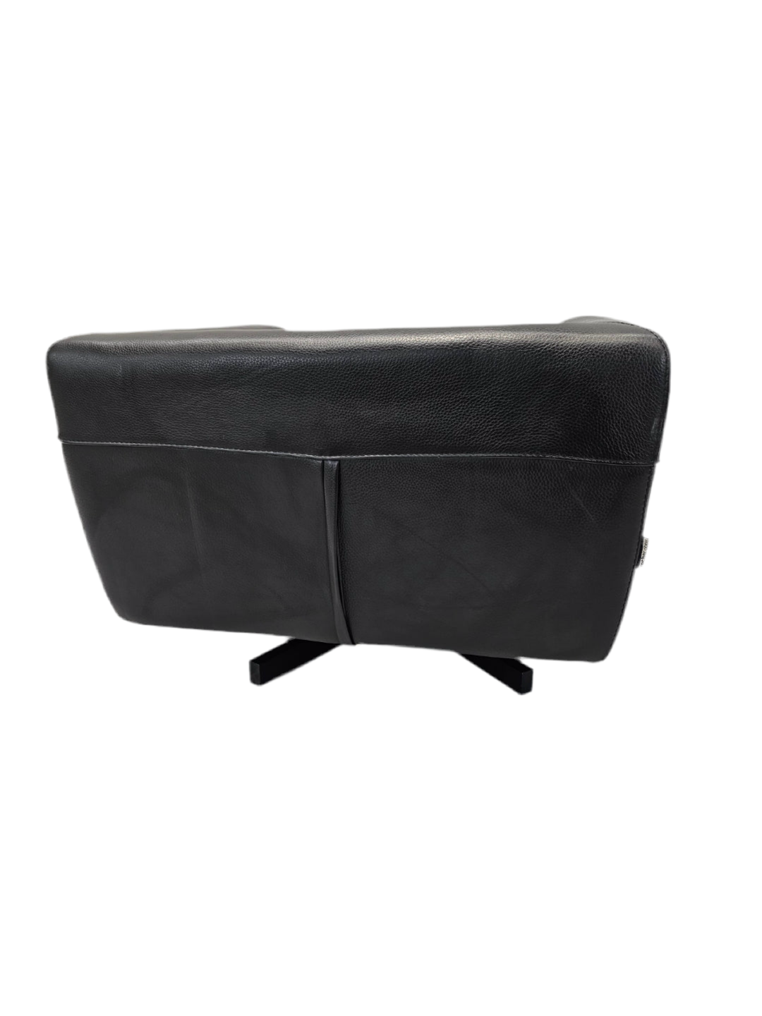 Mid Century Modern Roche Bobois Swivel Lounge Chair in Black Leather