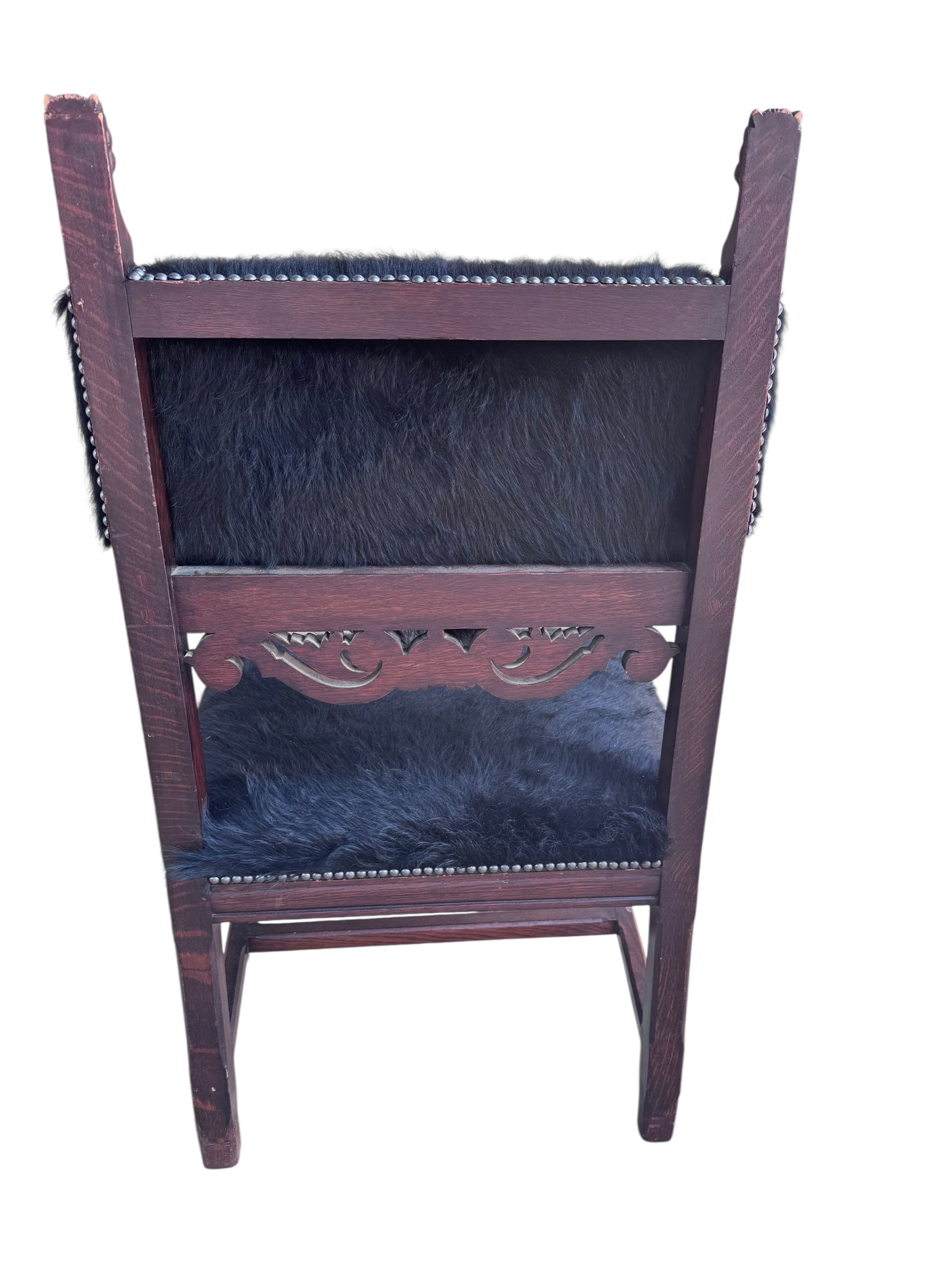 Antique French Carved Hall Chair With Lion Head Arms