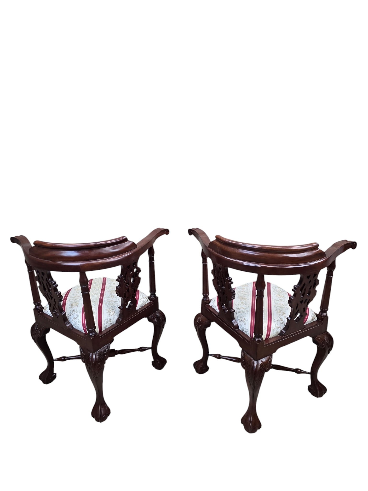 NEW - Antique English Carved Corner Chair - Pair