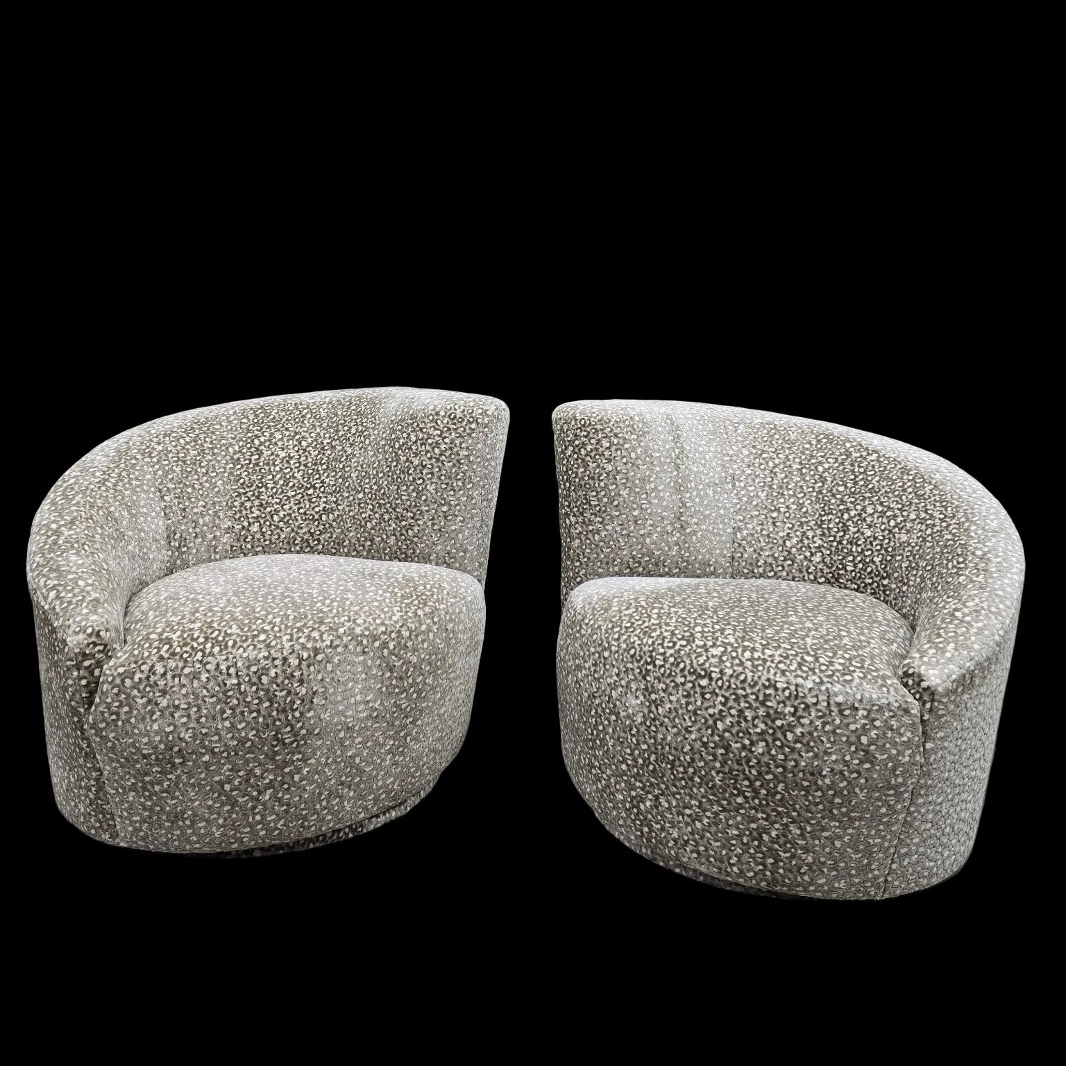 MCM Vladimir Kagan Nautilus Asymmetrical Swivel Lounge Chairs - Pair