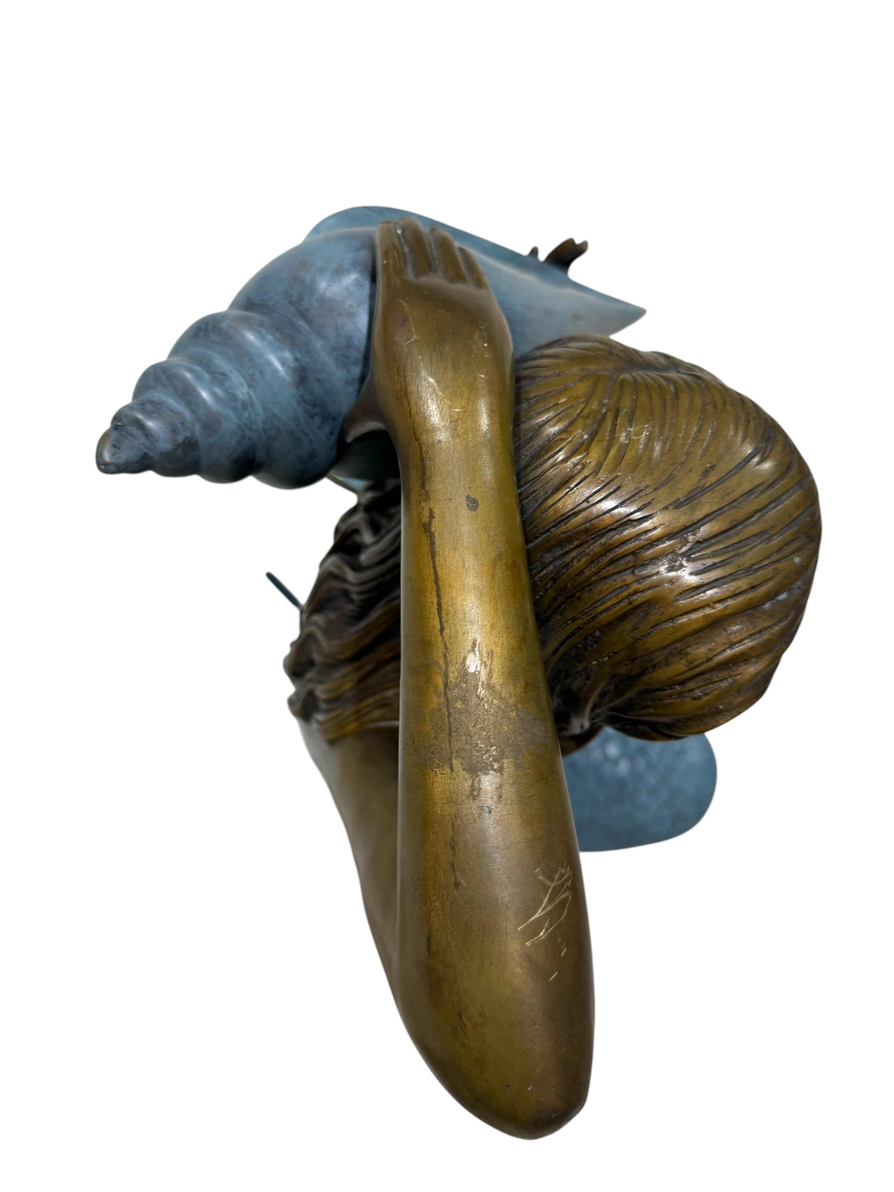 Bronze Mermaid Fountain Sculpture with Conch Shell