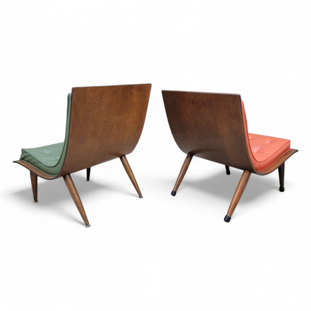 Mid Century Modern Retro His & Hers Bentwood Scoop Chairs - Set of 2