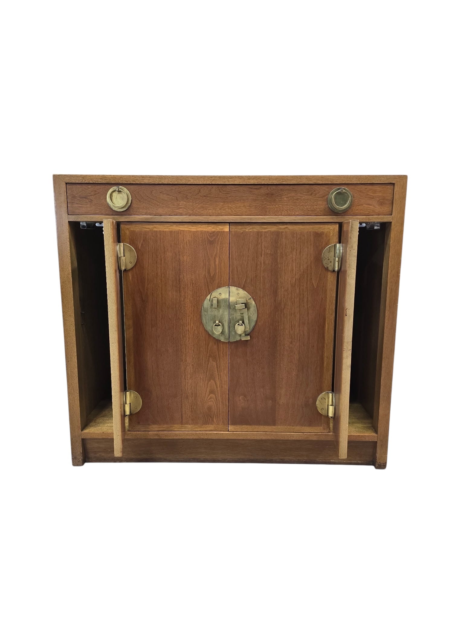 Vintage Chinese Elm Campaign-Style Cabinet