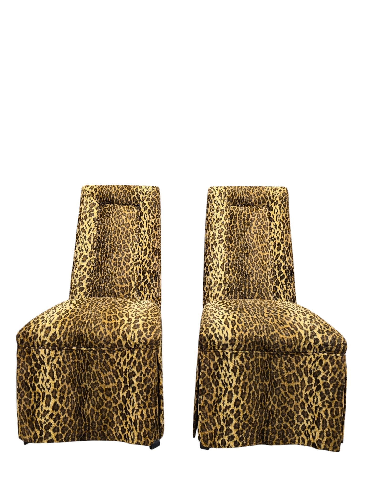 Vintage Henredon Style High-Back Skirted Side Chairs – Pair