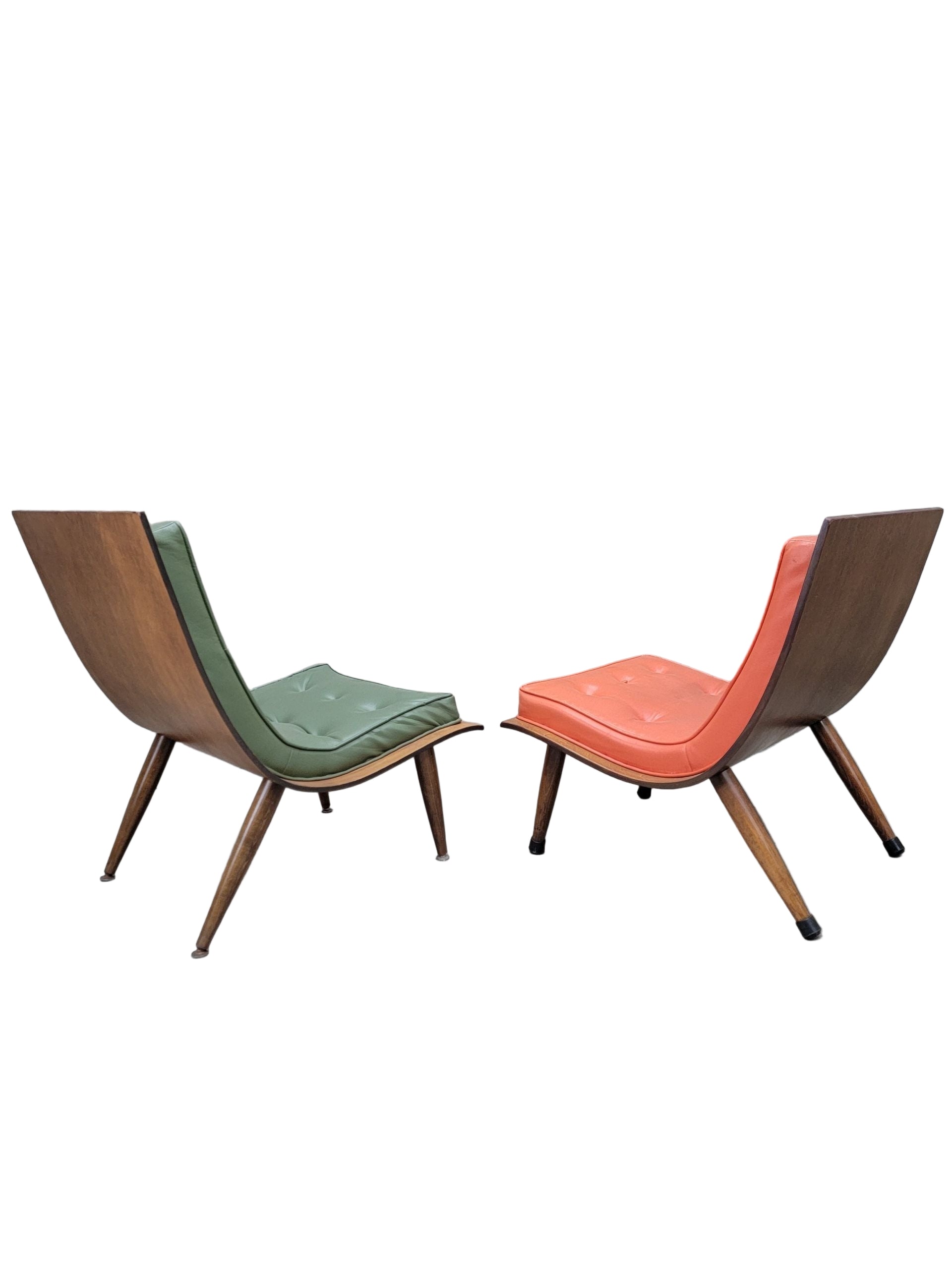 Mid Century Modern Retro His & Hers Bentwood Scoop Chairs - Set of 2