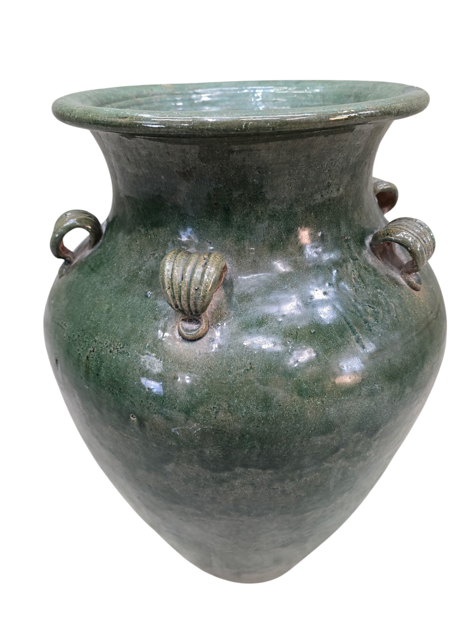 Antique Stoneware Green-Glazed Mataban Jar Vase