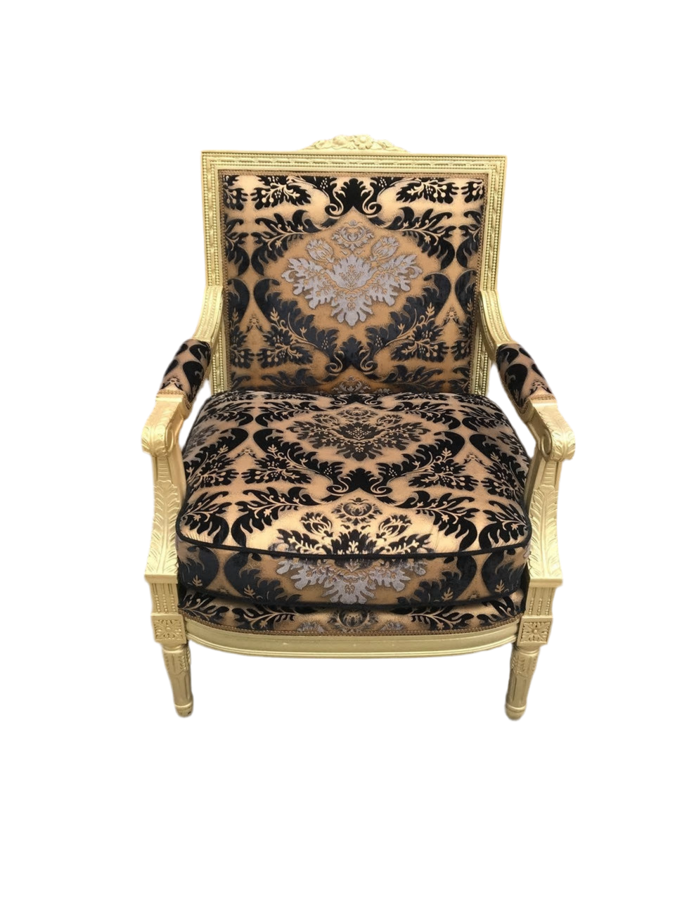 Antique Victorian Carved Gold Frame Chairs Newly Upholstered - Pair