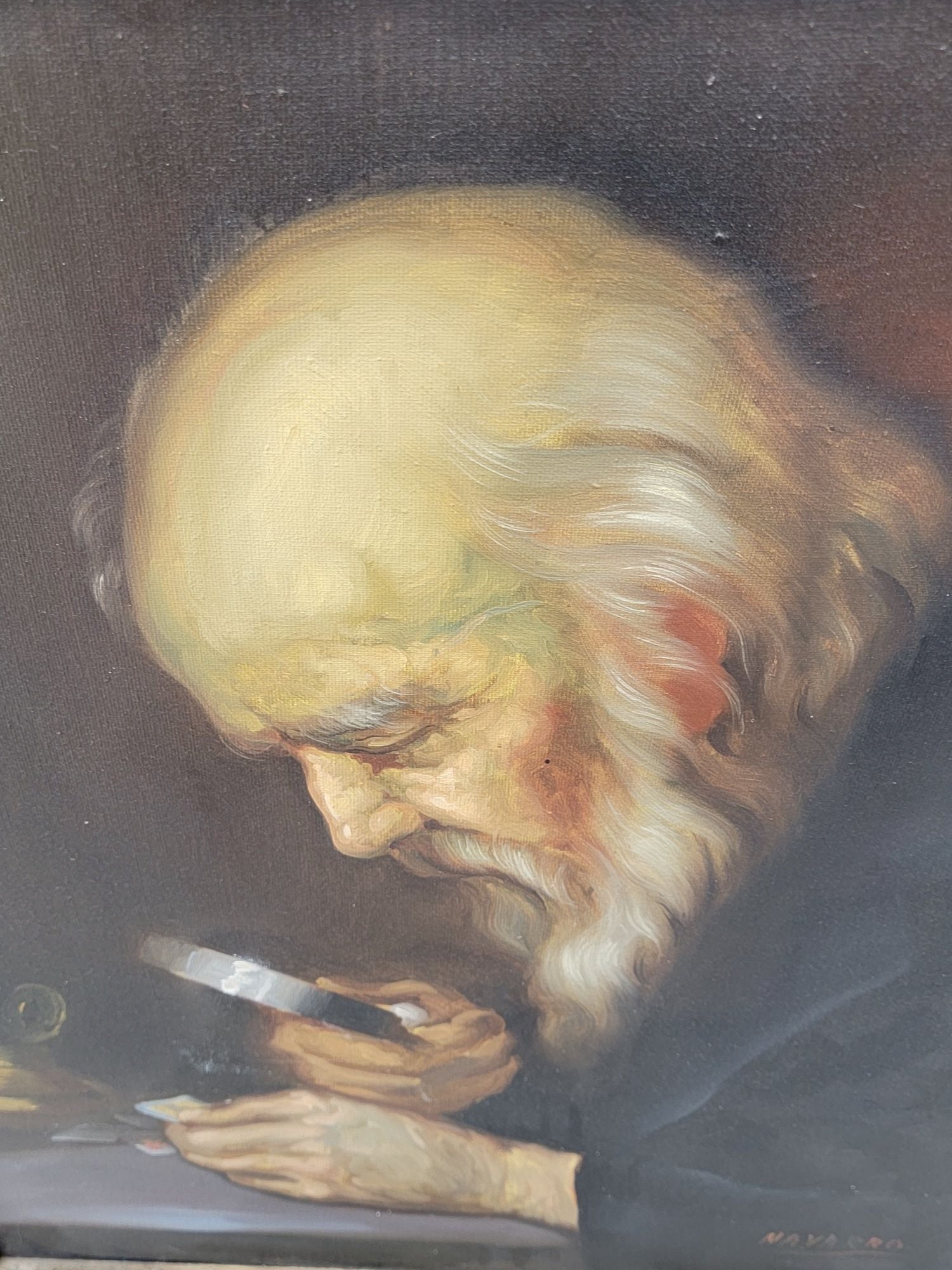 Antique ”The Collector”  Painting Signed by Navarro