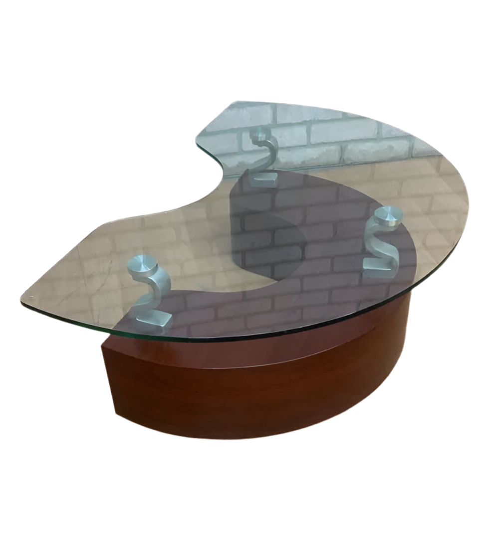Contemporary Modern Curved Glass Coffee Table