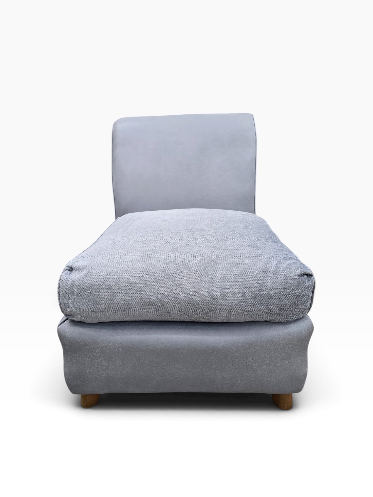Mid Century Modern Heywood Wakefield Modular Sectional Sofa Newly Reupholstered in Powder Blue Holly Hunt Leather
