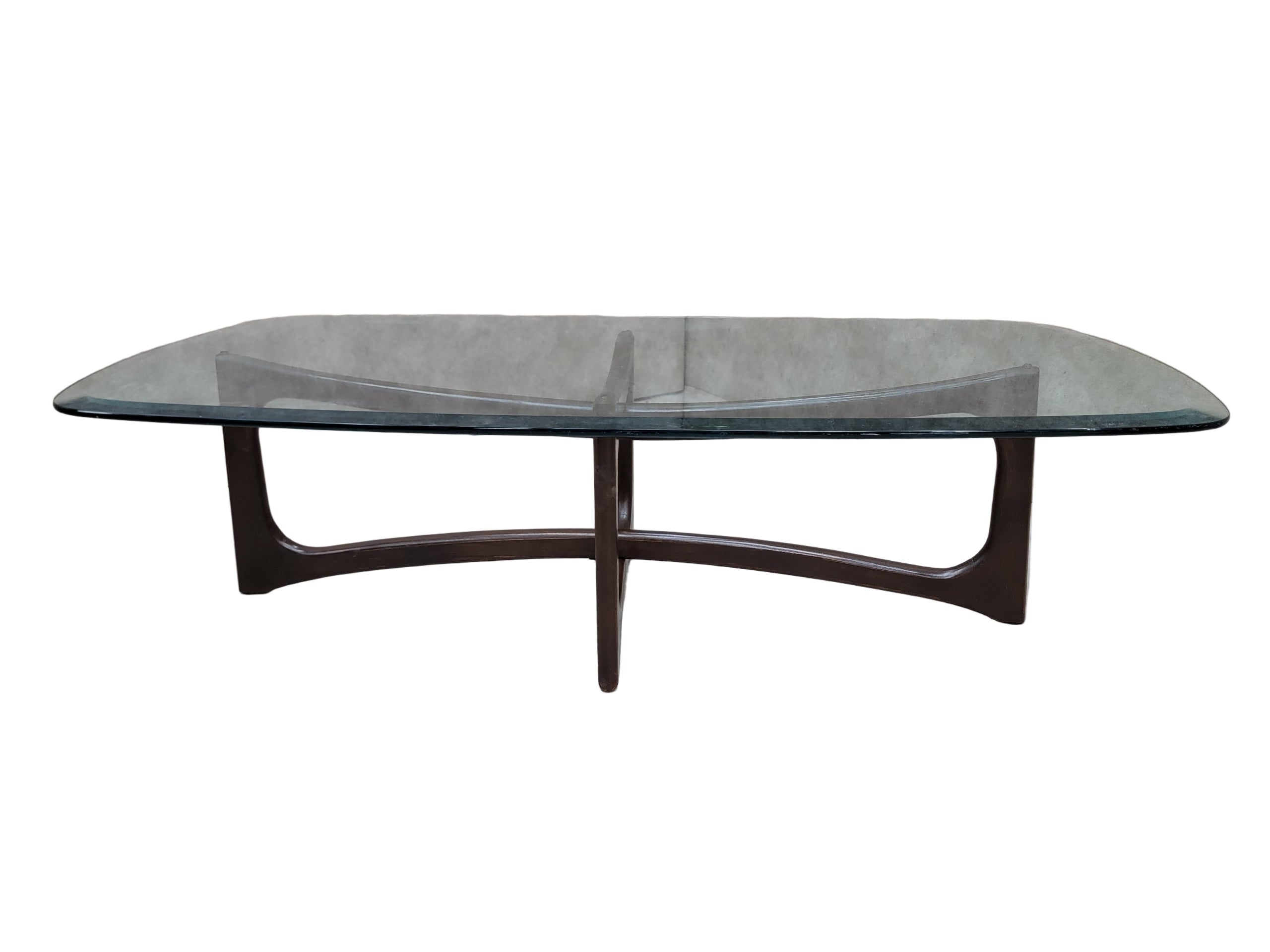 Mid Century Modern Adrian Pearsall Style Bowtie with Rectangular Glass Top Coffee Table