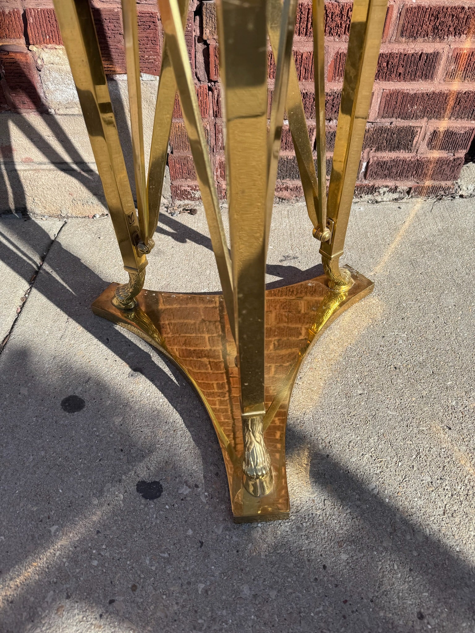 Hollywood Regency Italian Madison Jansen Brass Ram Pedestal Tray Table